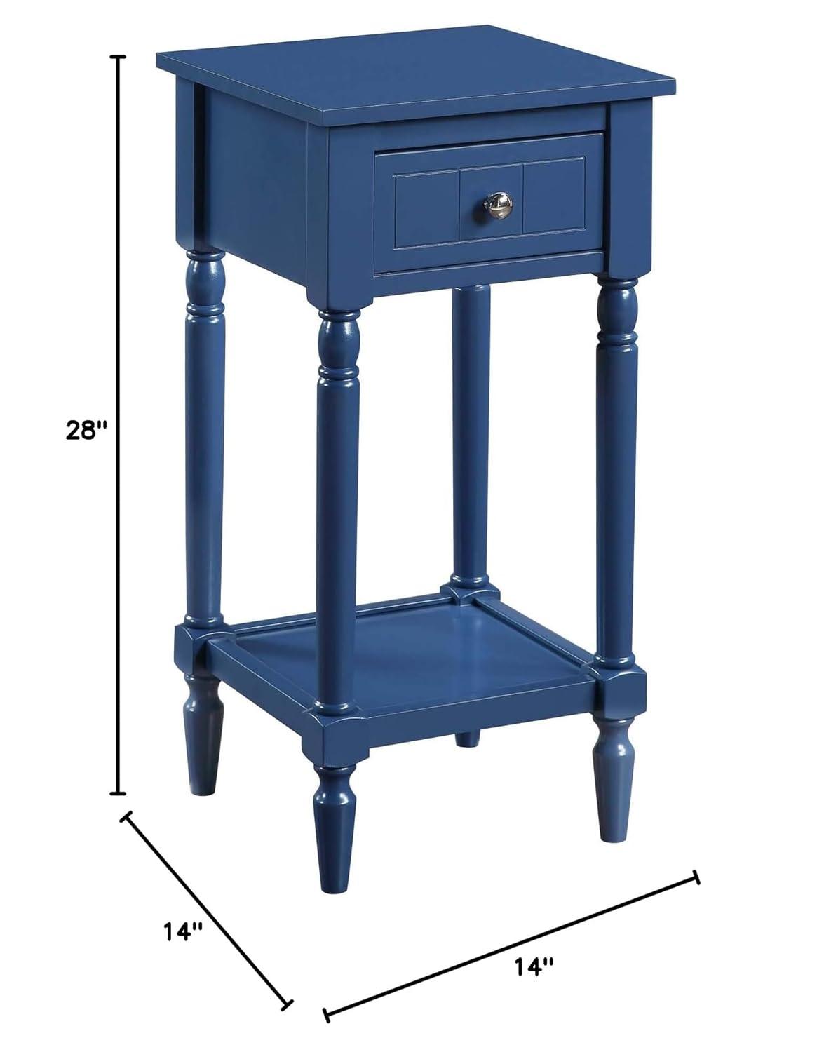 Convenience Concepts French Country Khloe 1 Drawer Accent Table with Shelf, Cobalt Blue