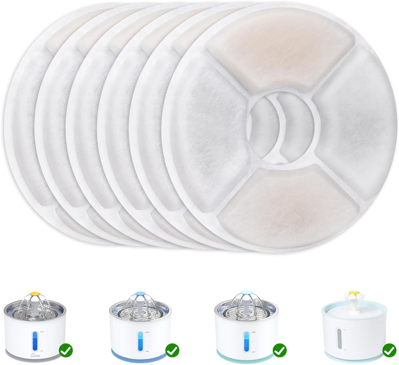 Wonder Creature Cat Water Fountain Replacement Filter for Stainless Steel Top Fountain, 6 Carbon Filters Pack, Cat Fountain Pet Water Fountain Activated Carbon Filter