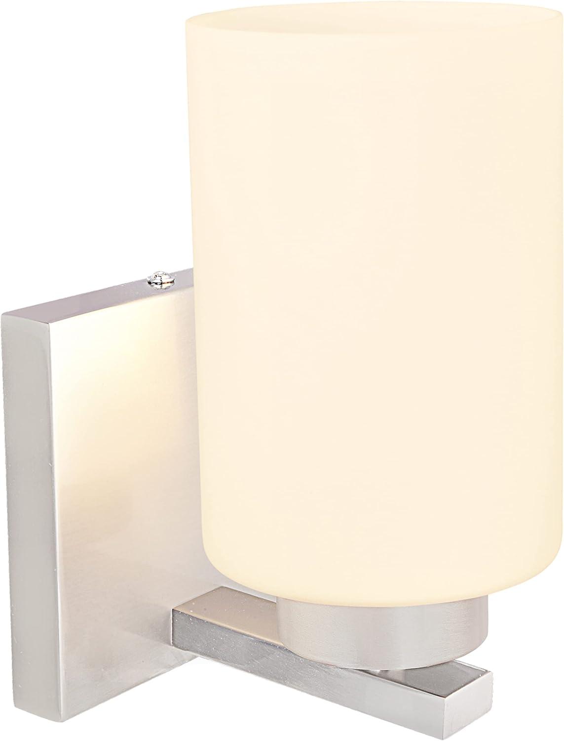 Aspen Creative 62218, One-Light Metal Bathroom Vanity Wall Light Fixture, 4-3/4" Wide, Transitional Design in Satin Nickel