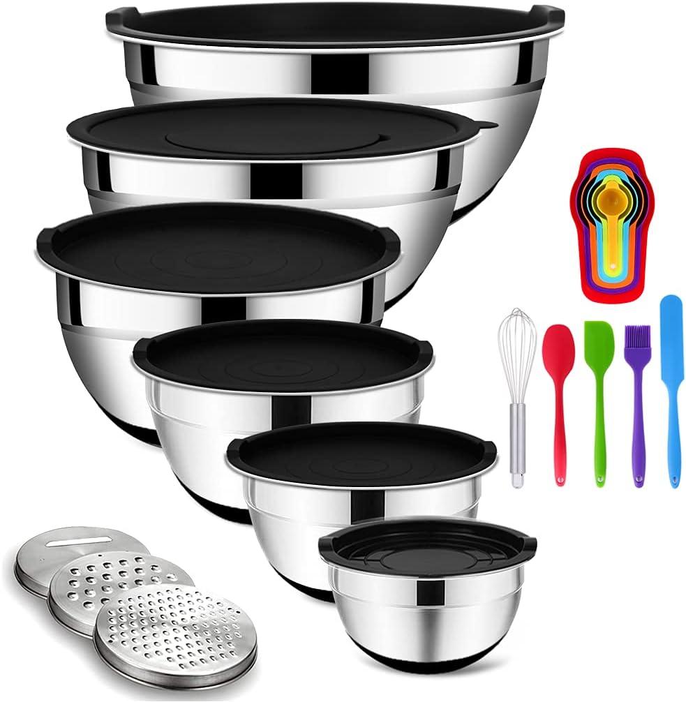 Stainless Steel Mixing Bowl Set with Lids and Graters