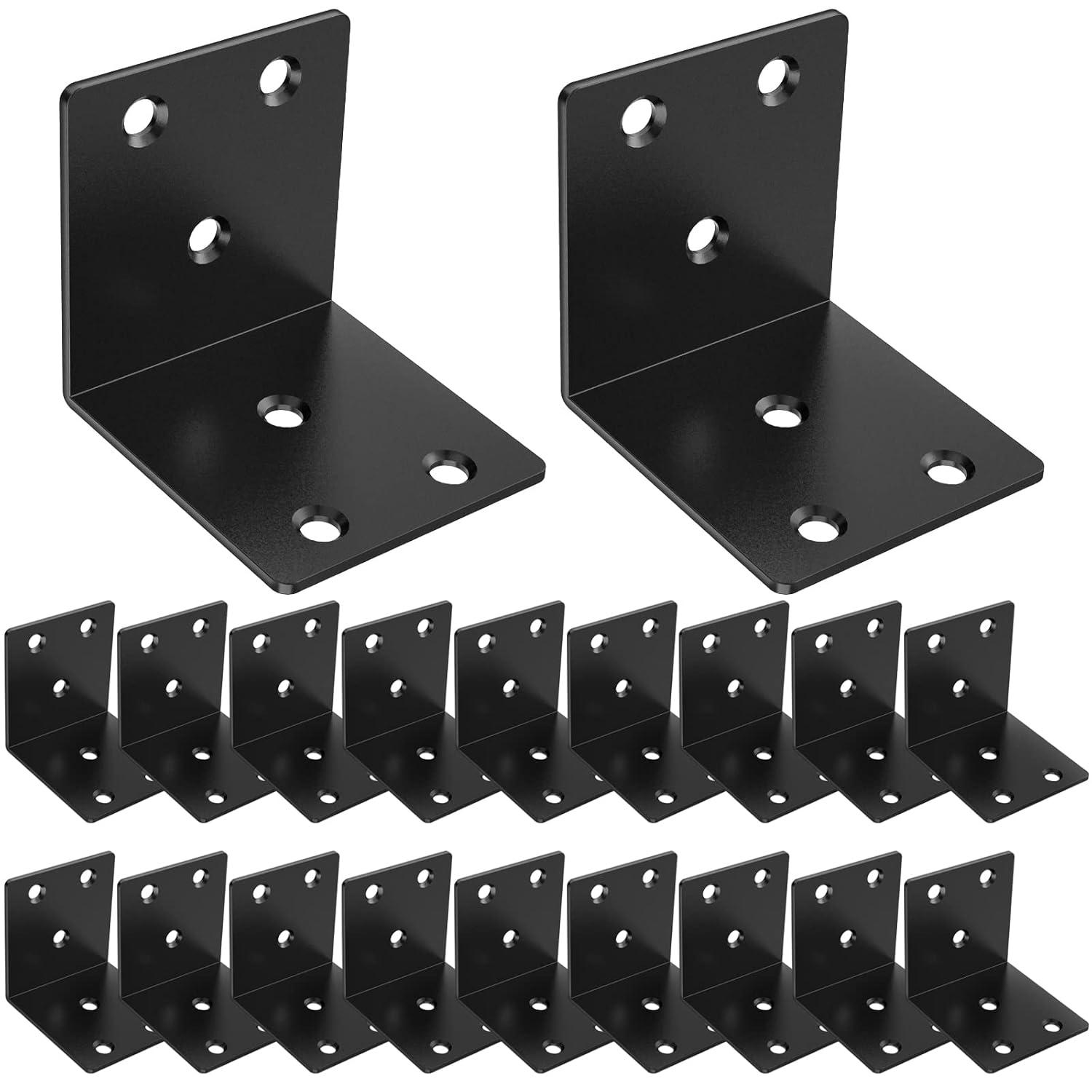 20 Pcs Metal Corner Braces, 1.5in L Brackets for Wood, 90 Degree l Bracket Wide Corner Black Metal Corner Bracket for Wood Furniture Bed Chair