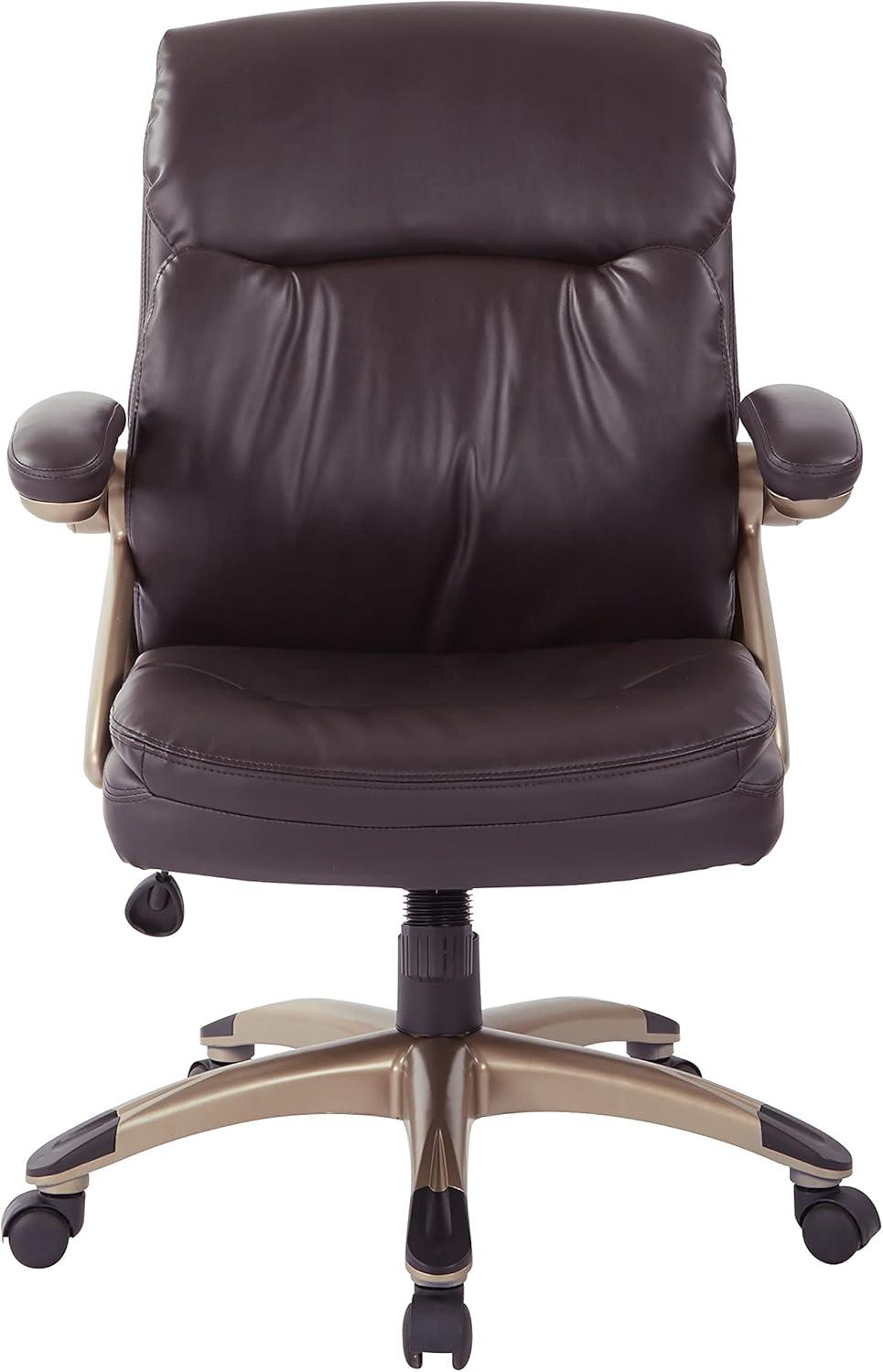 Executive Low Back Chair in Espresso Bonded Leather with Cocoa Accents