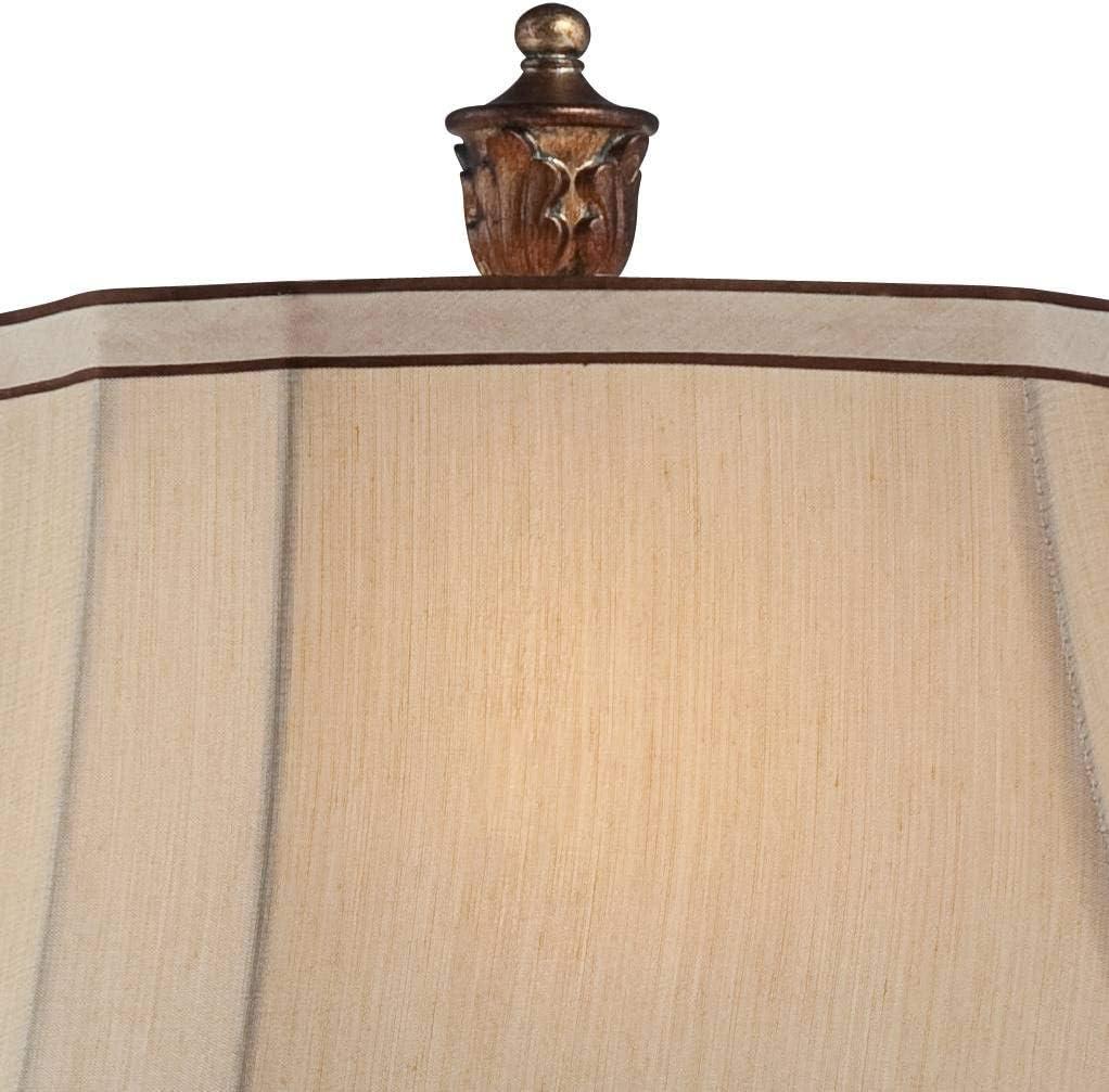 Regency Hill Traditional Table Lamp 25" High Old Oak Antique Petite Vase Beige Rectangular Shade for Living Room Family Bedroom Bedside