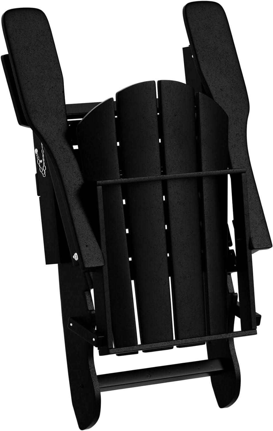 Sleek Black Polyethylene Folding Adirondack Chair Set