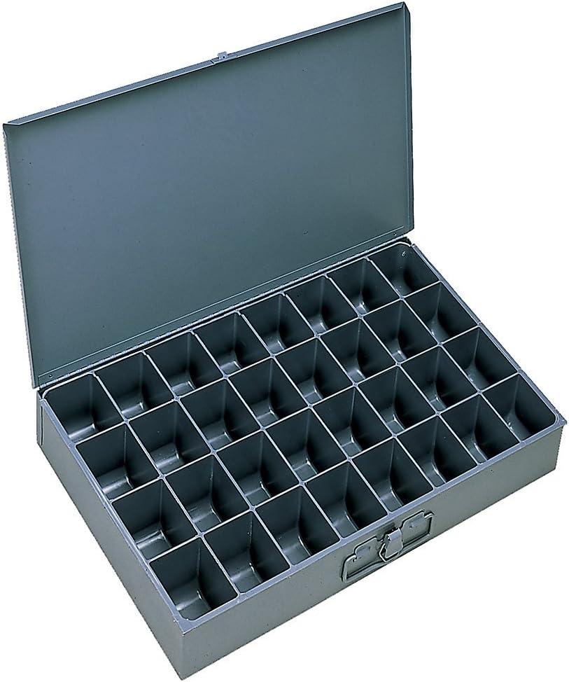 Gray Industrial Steel Storage Box with Plastic Dividers