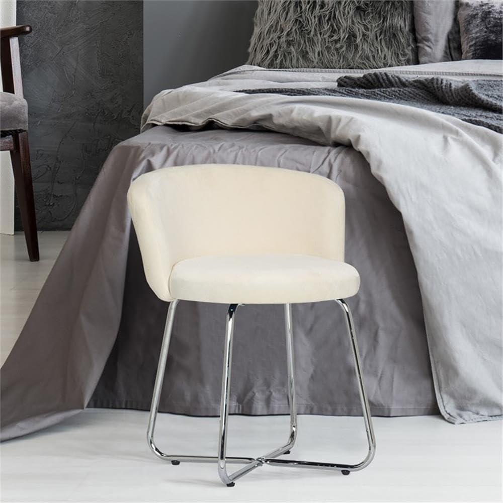 18.25" Catalina Scallop Back Metal Vanity Stool, Chrome Legs - Hillsdale Furniture