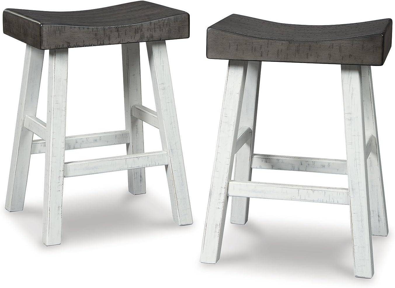 Signature Design by Ashley Glosco Counter Height Barstool, Set of 2, Brown/Antique White