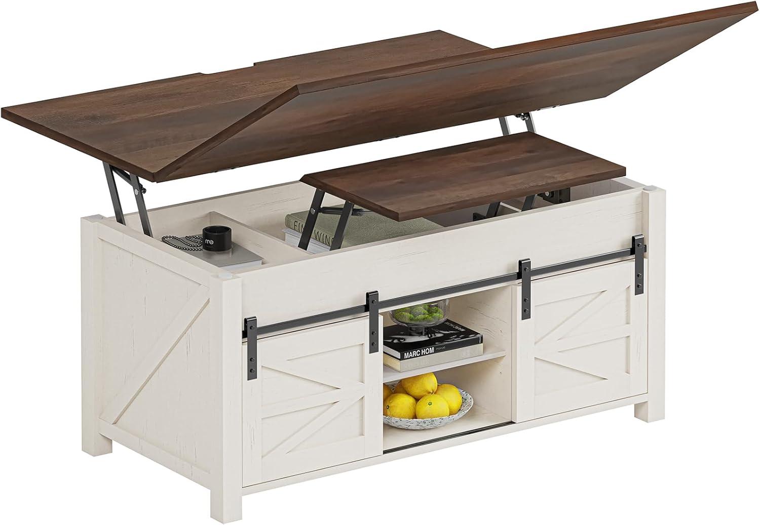 Jode Lift Top Coffee Table for Living Room with 4 Sliding Barn Doors