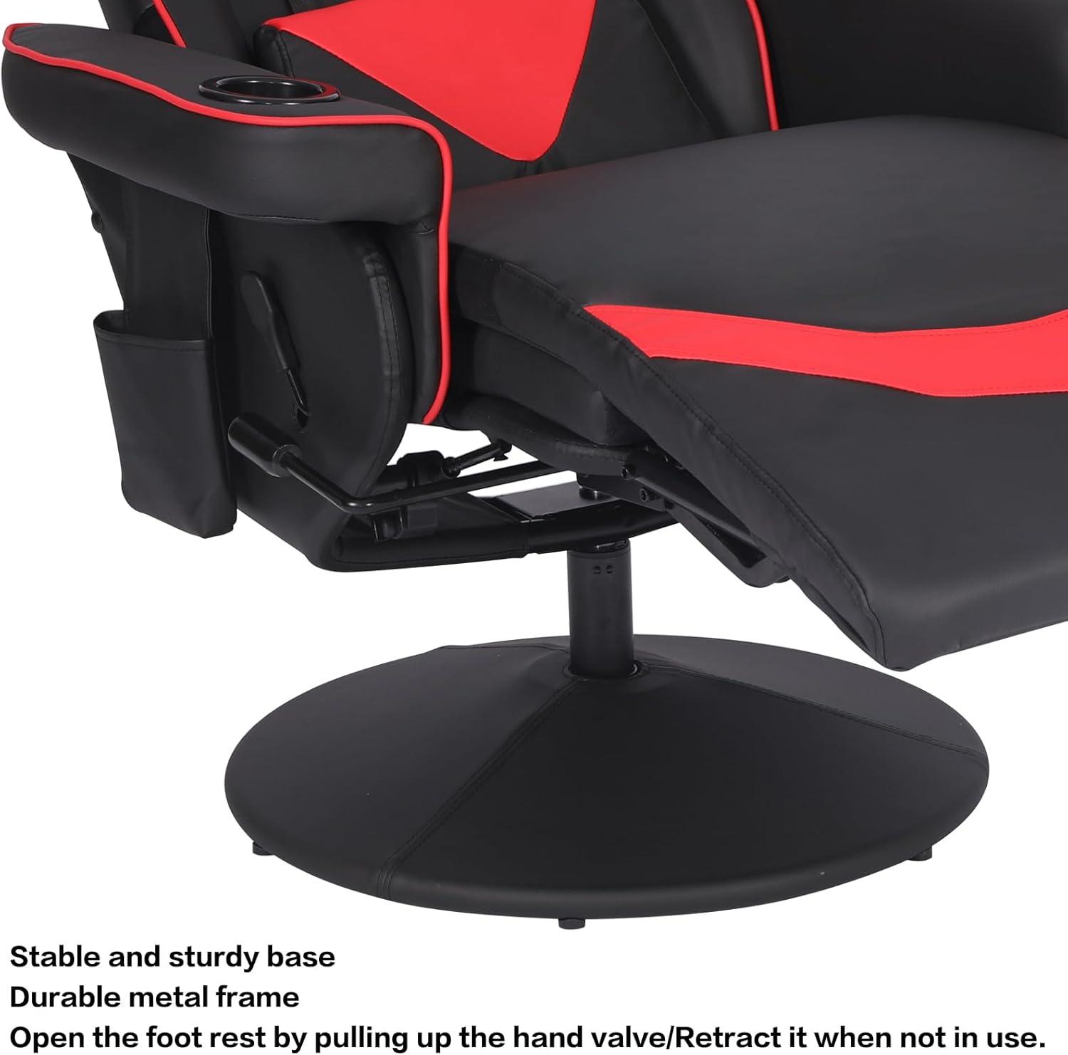 Queen Throne Video Gaming Chair Ergonomic Recliner Racing Chair, High Back Swivel Chair with Footrest and Adjustable Backrest, Lumbar Support, Headrest and Cupholders, Pink White