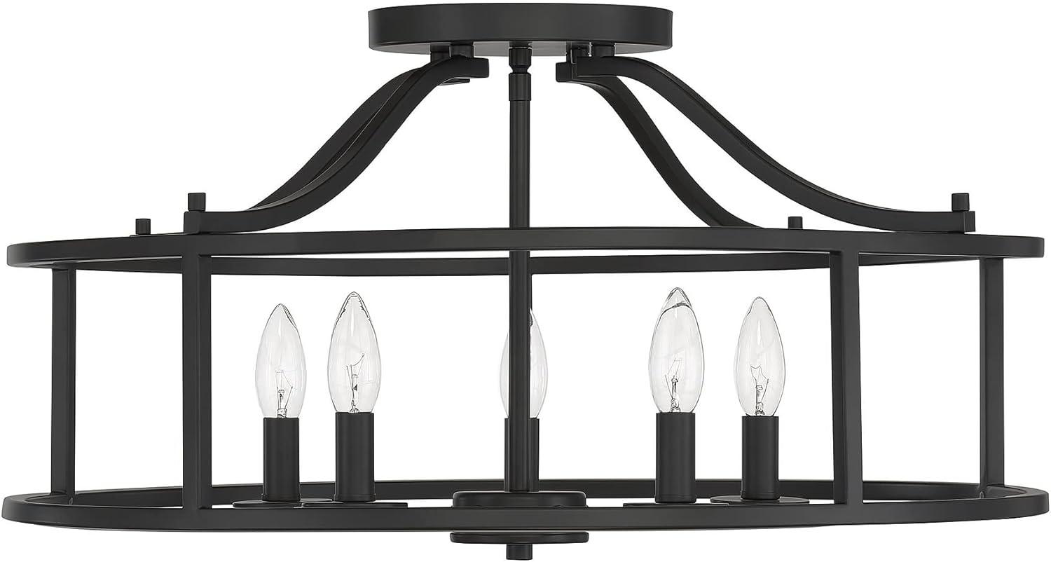 Savoy House 6-1679-5-89 Stockton Traditional Semi-Flush, 5-Light 300 Total Watts, 12" H x 24" W, Matte Black
