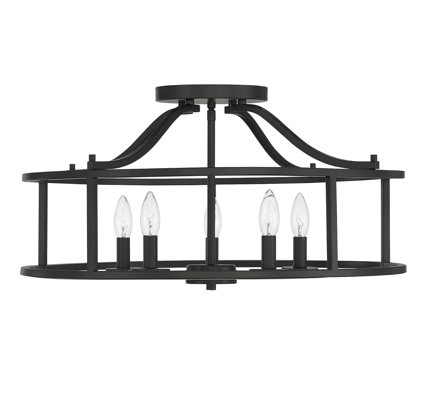 Savoy House 6-1679-5-89 Stockton Traditional Semi-Flush, 5-Light 300 Total Watts, 12" H x 24" W, Matte Black