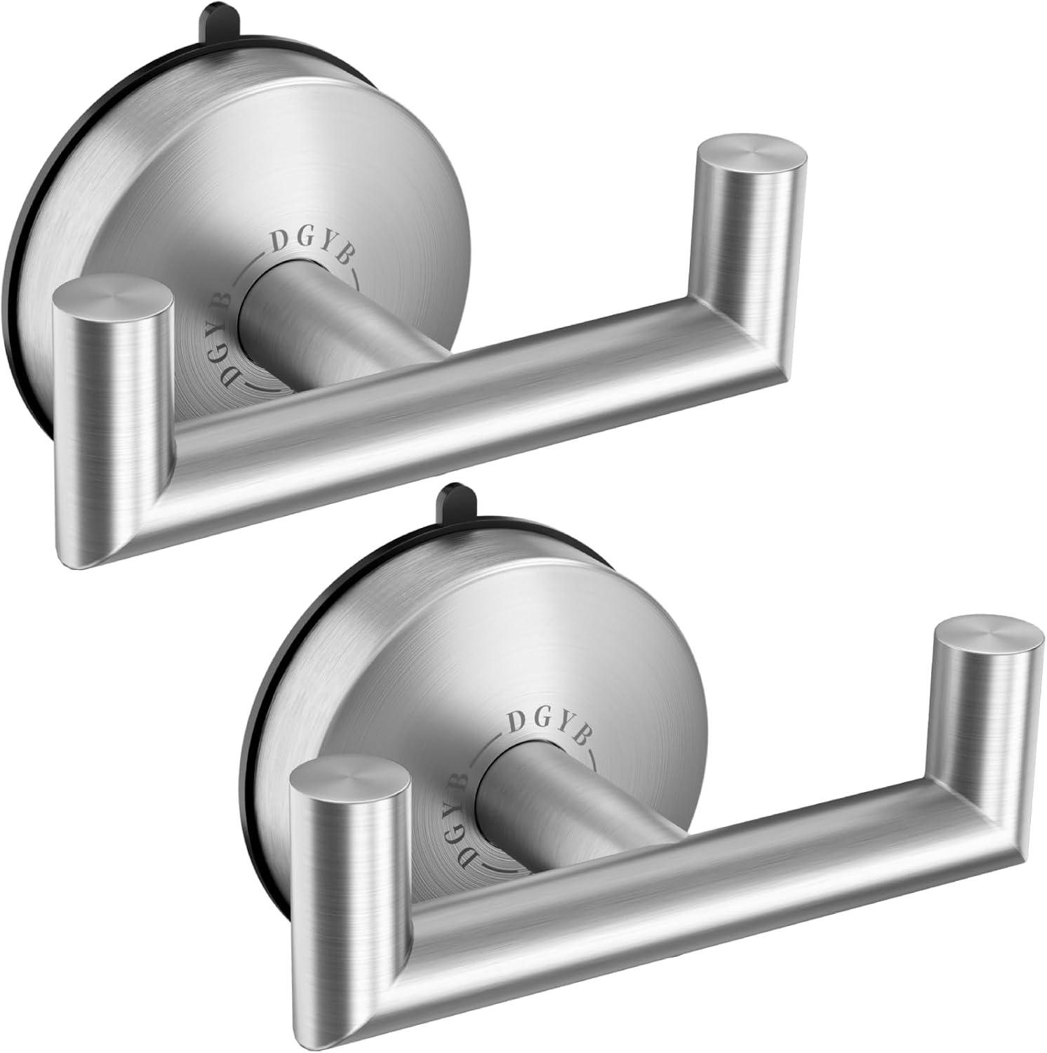 Brushed Nickel Stainless Steel Suction Cup Towel Hooks Set