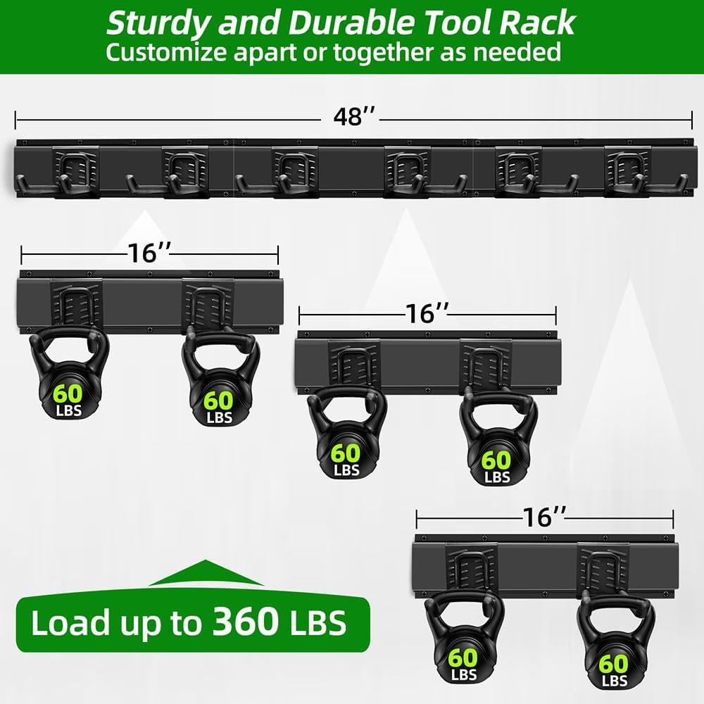 Heavy-Duty Black Steel Garage Wall Organizer with Hooks