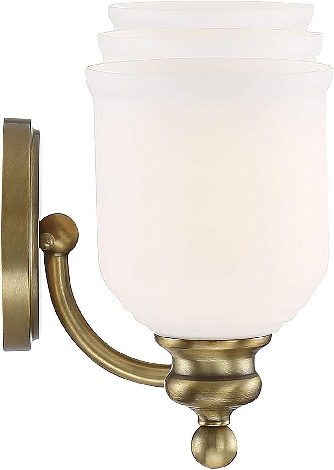 Warm Brass 3-Light Dimmable Bathroom Vanity Fixture