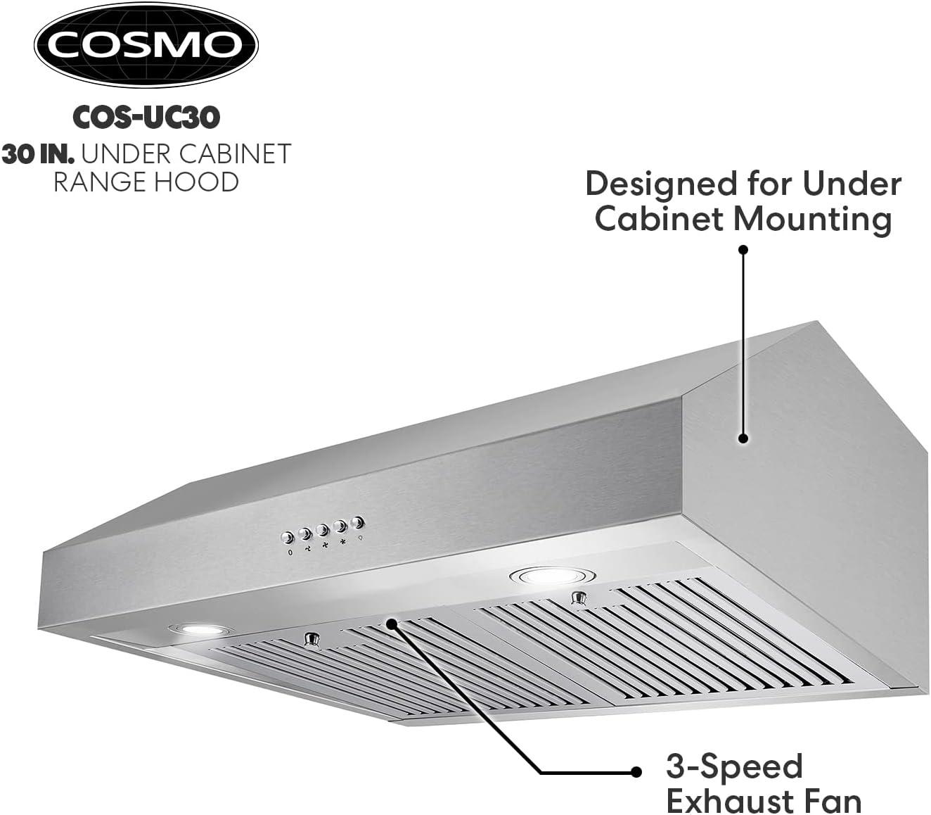 Cosmo Range Hoods UC30 30 in. 380 CFM Ducted Under-Cabinet Range Hood