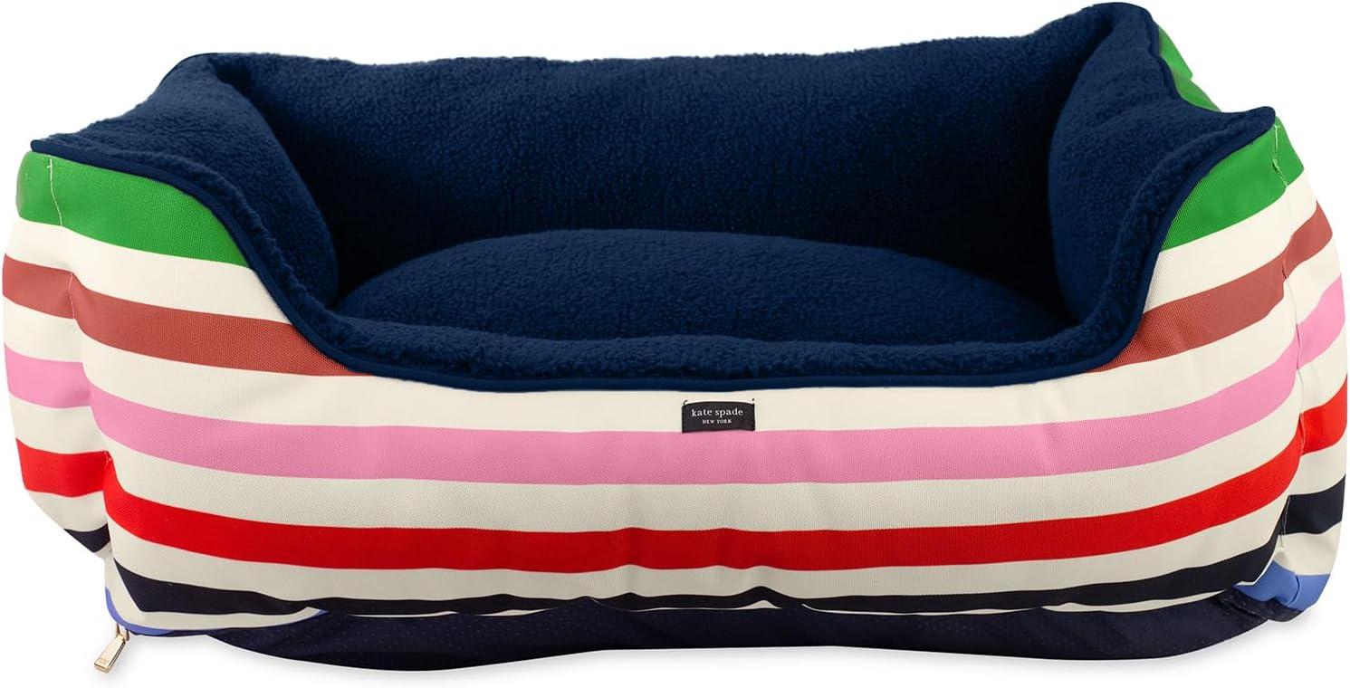 Adventure Stripe Multicolor Polyester Bolster Dog Bed