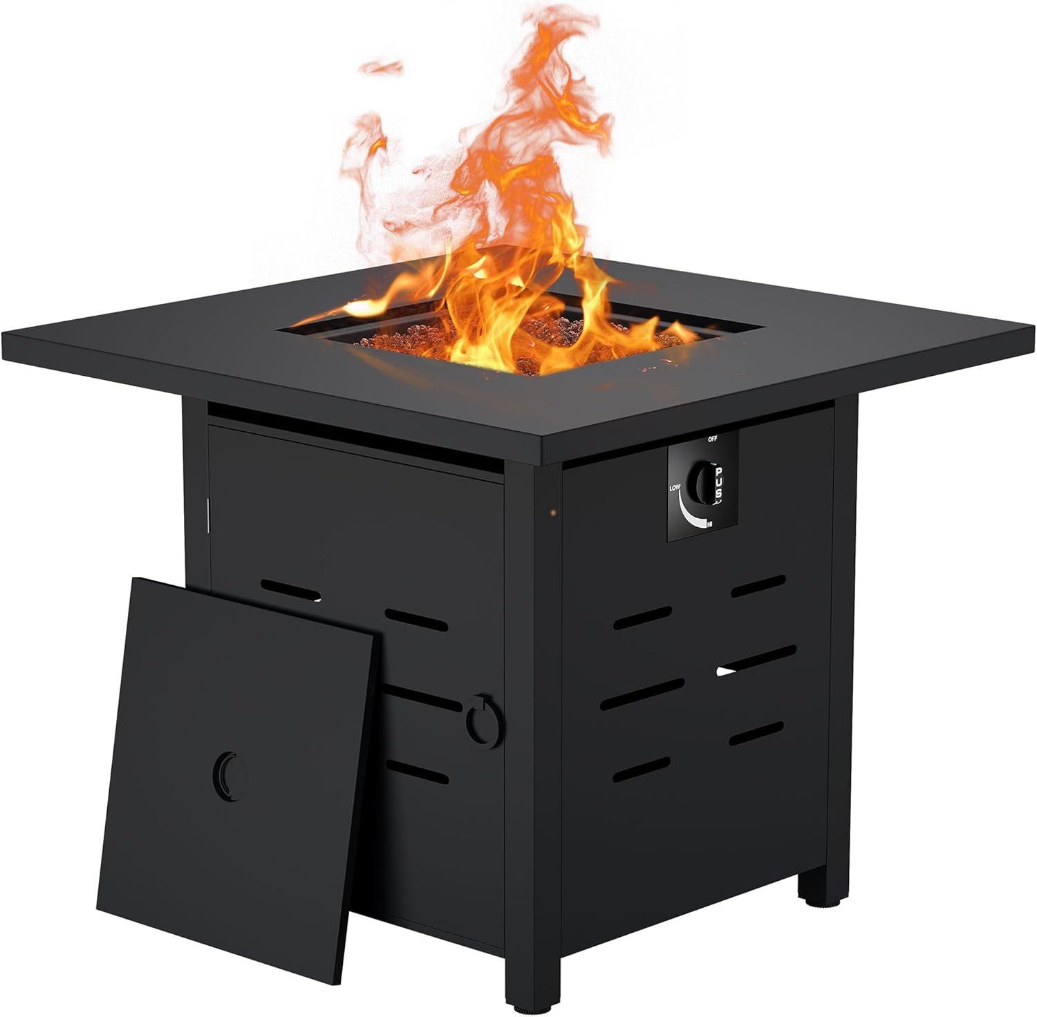 28" Black Powder Coated Gas Fire Pit Table