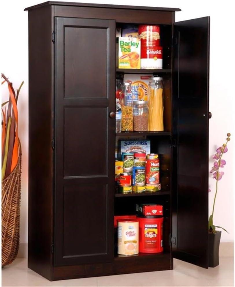 Traditional 60" Wood Storage Cabinet with 4-Shelves in Cherry