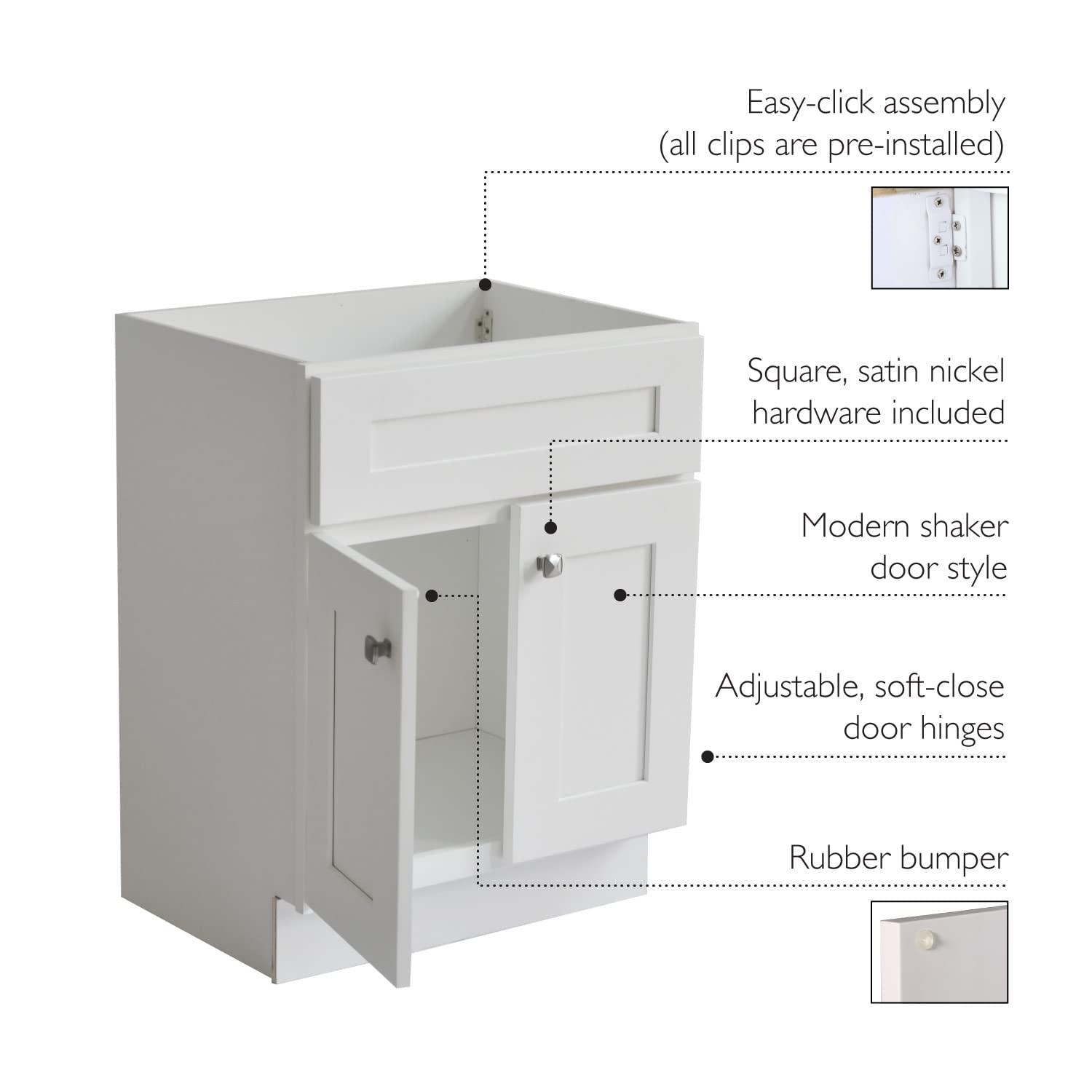 Design House Brookings 24 Inch Bathroom Vanity, Ready to Assemble, Solid Wood, Sherwin Williams – Design House, 587063