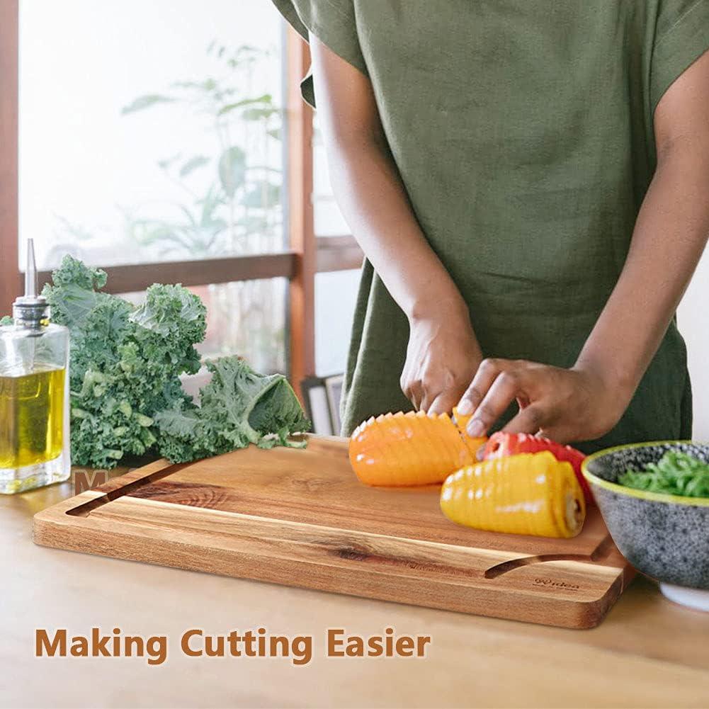 Eco-Friendly Acacia Wood Cutting Board Set with Juice Groove