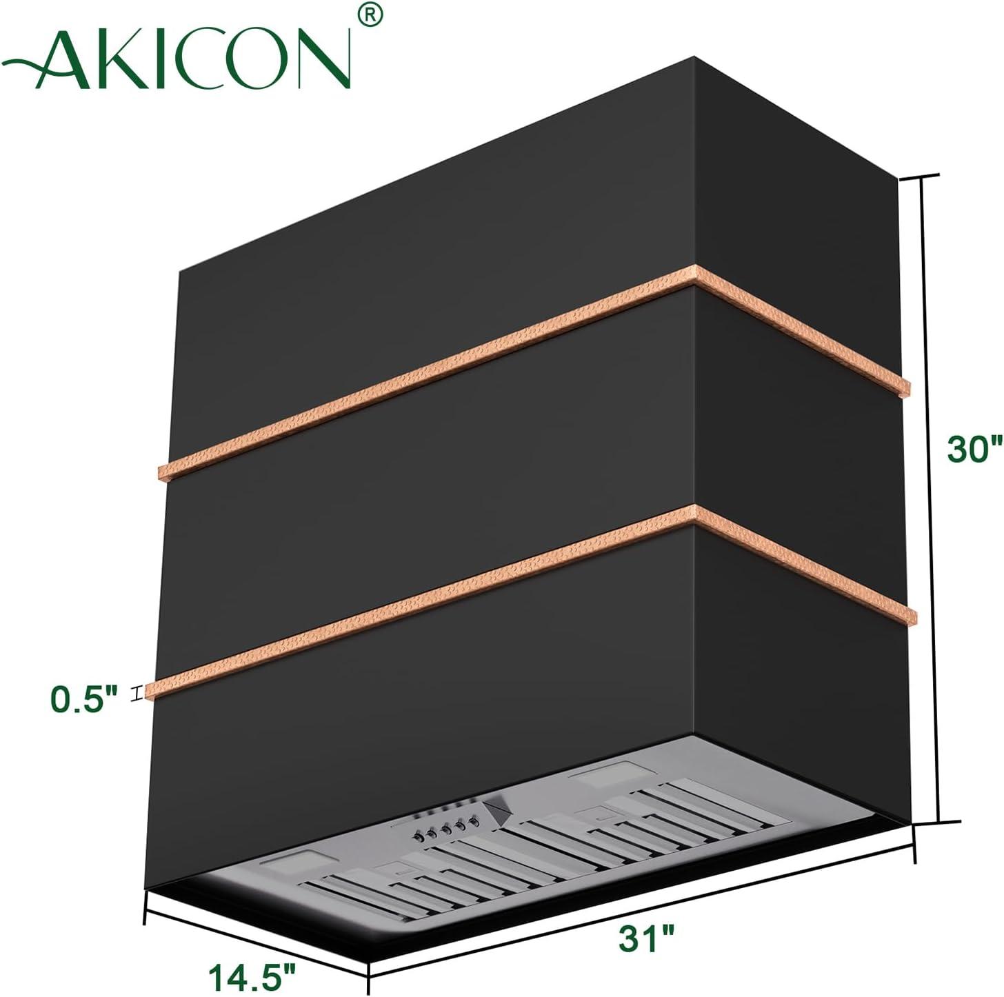 Akicon 30" Stainless Steel 600 CFM Ducted (Vented) Wall Mounted Required Range Hood