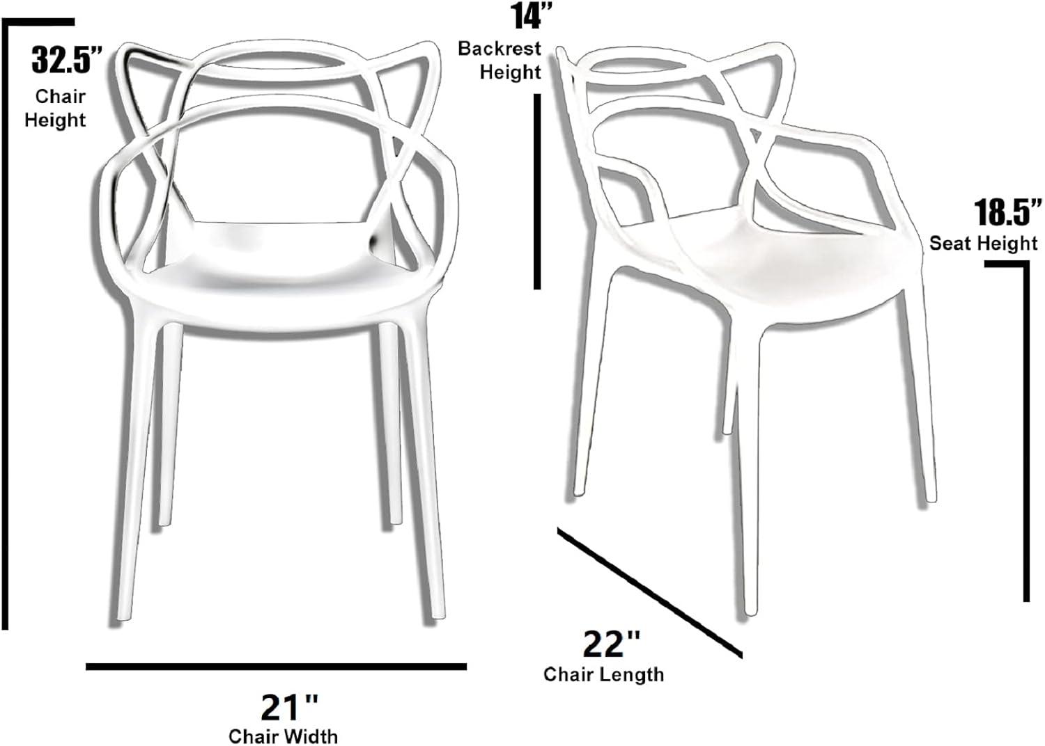 2xhome Set of 2 Modern Contemporary Designer Dining Chairs Molded Plastic Indoor Outdoor Patio Elbow Chairs, Gray