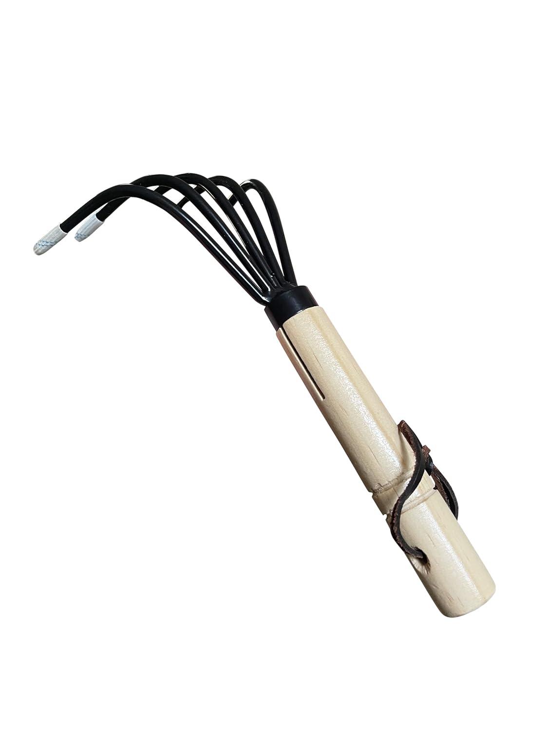 Garden Guru Hand Rake Cultivator Claw Soil Tiller - Military Grade Steel - Rust Resistant - 5 Tine Japanese Ninja Claw - Comfortable Wood Handle - Perfect Pulverized and Aerated Soil