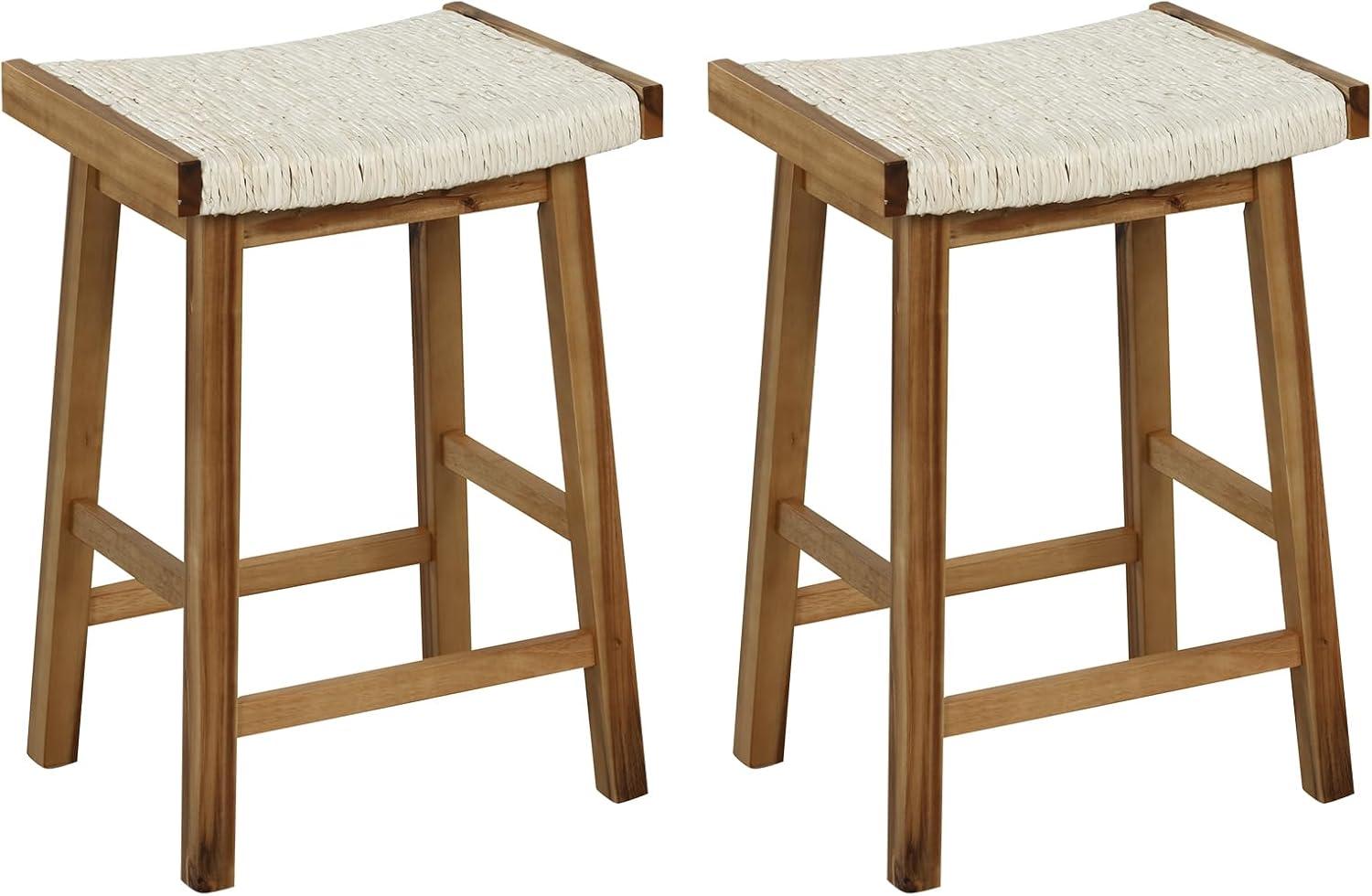 Kadyn Bar Stools, Barstools, Counter Stools, Island Stools, Bar Chairs,Set of 2 25.5 Inch Dining Bar Stool with Seaweed Woven Seat