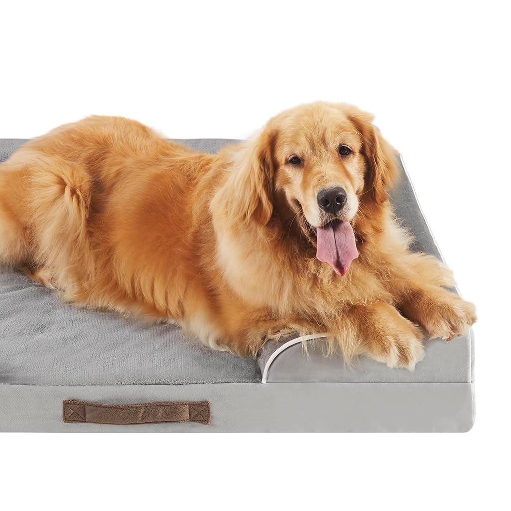 Friends Forever Orthopedic Dog Bed for Medium Dogs, Waterproof Memory Foam Dog Sofa Bed M with Removable Washable Cover, Ally Grey, 28x23x6.5