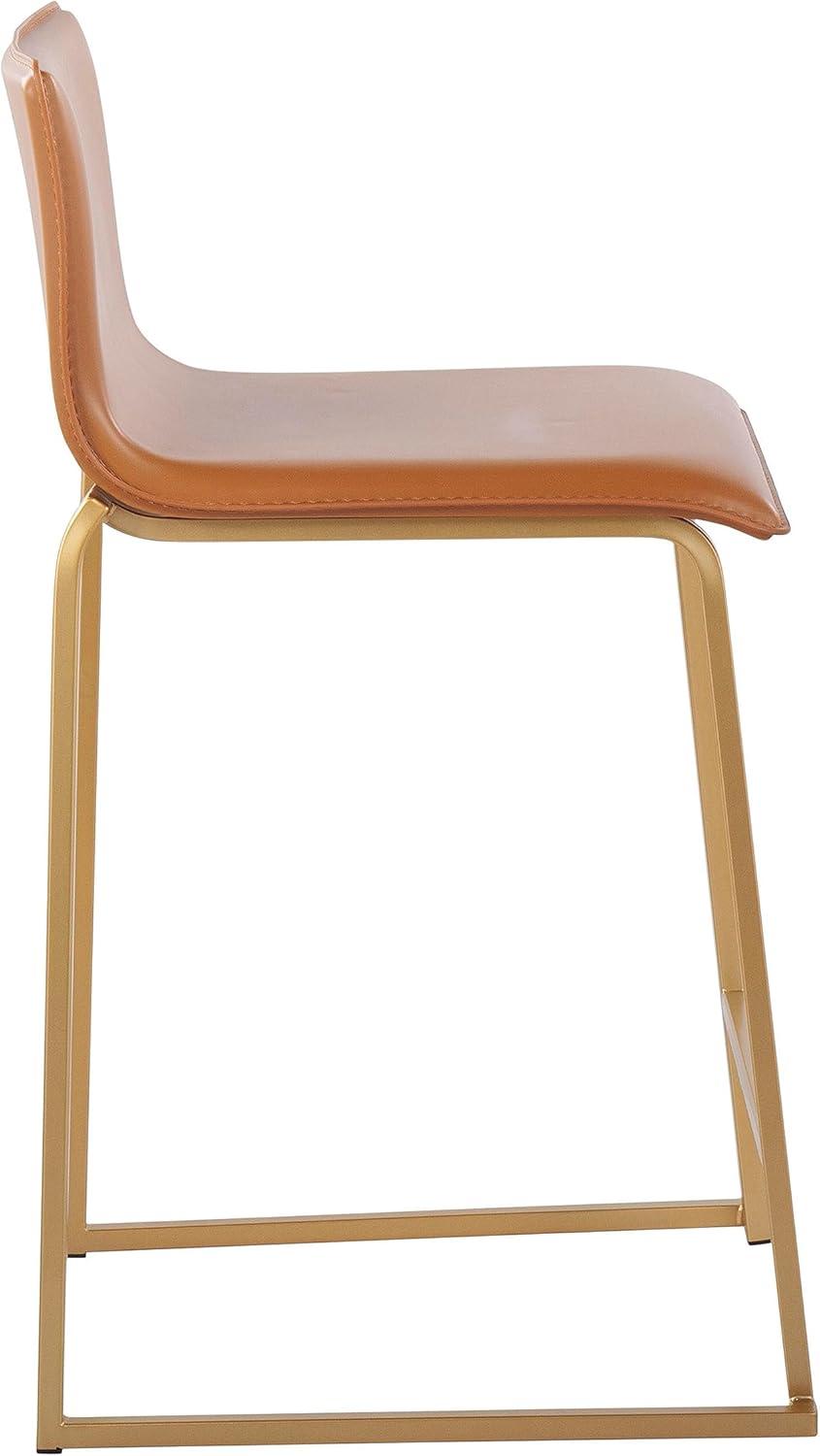 Set of 2 26" Mara Contemporary Counter Height Barstools Gold/Camel - LumiSource: Upholstered, Steel Frame, Fixed Height