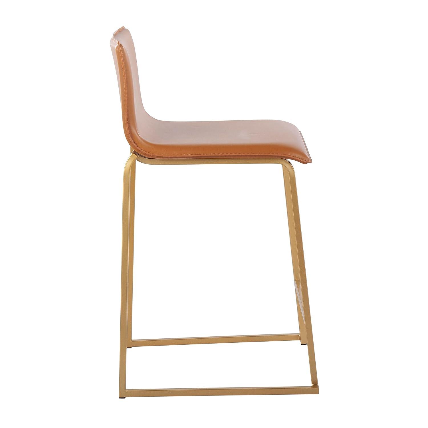 Set of 2 26" Mara Contemporary Counter Height Barstools Gold/Camel - LumiSource: Upholstered, Steel Frame, Fixed Height