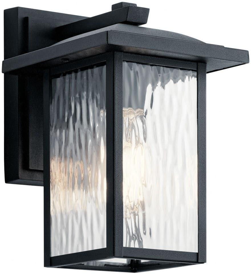 Capanna 10.25" 1 Light Outdoor Wall Light with Clear Water Glass in Textured Black