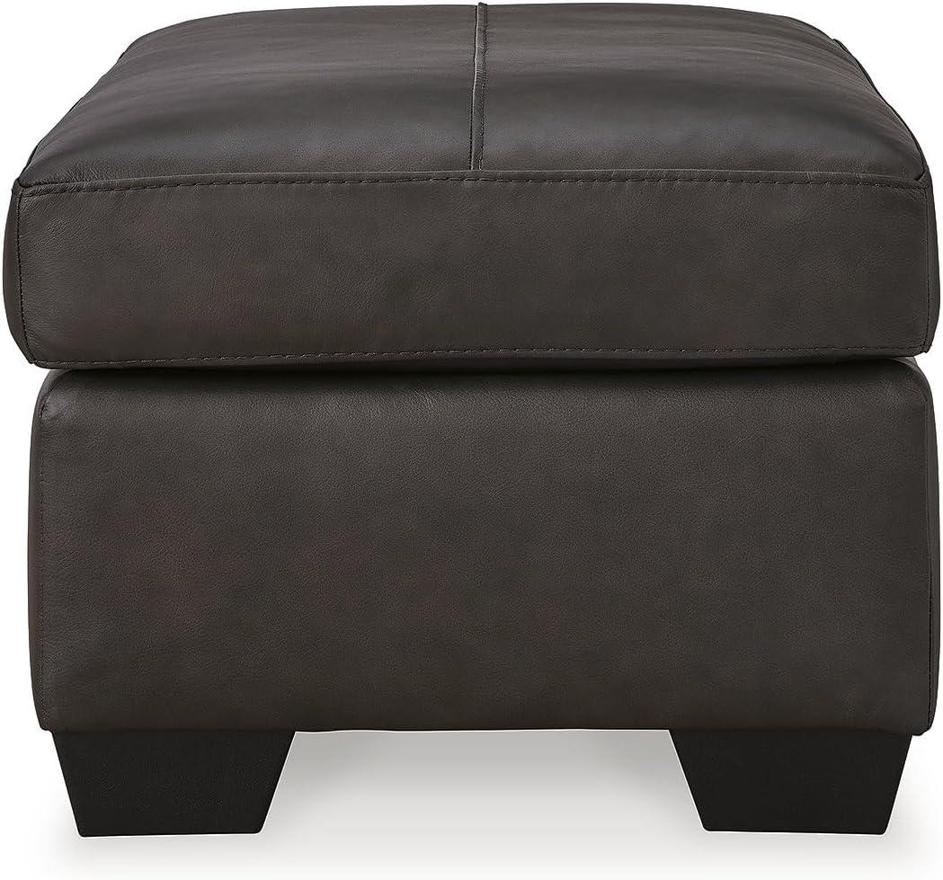 Belziani Brown Leather Match Contemporary Ottoman