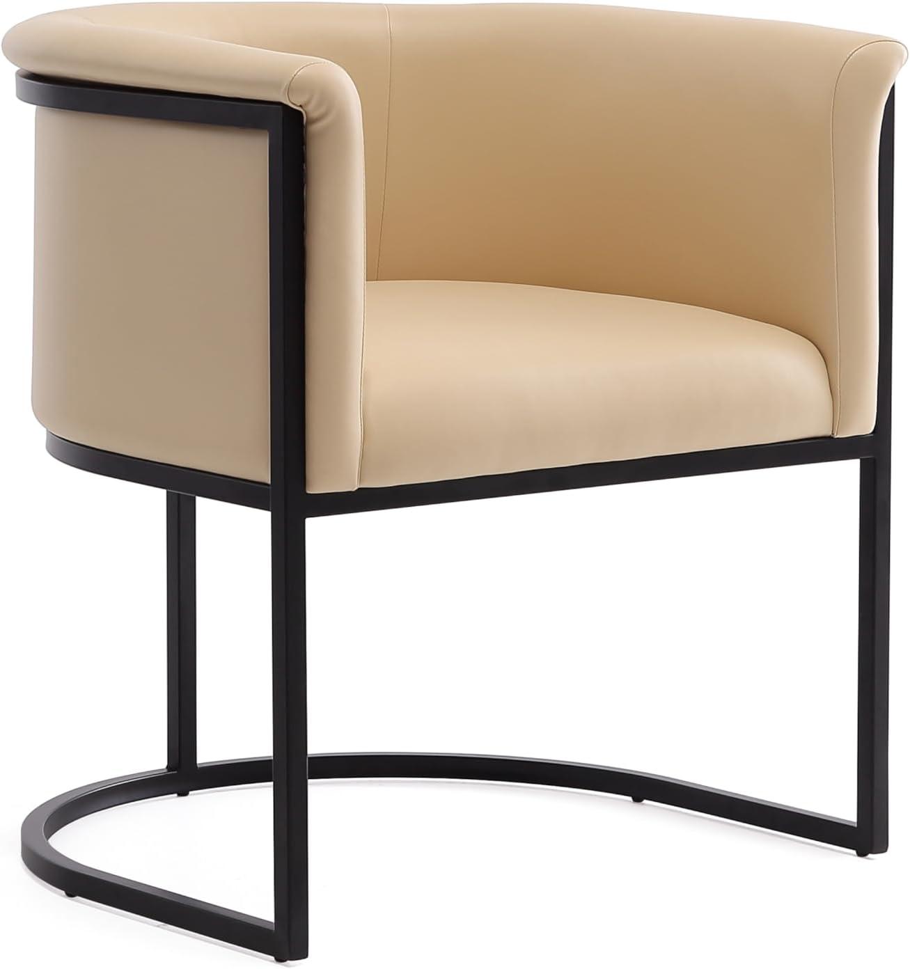 Manhattan Comfort Cosmopolitan Faux Leather Dining Chair Tan: Art-Deco, Metal Frame, No Assembly Required