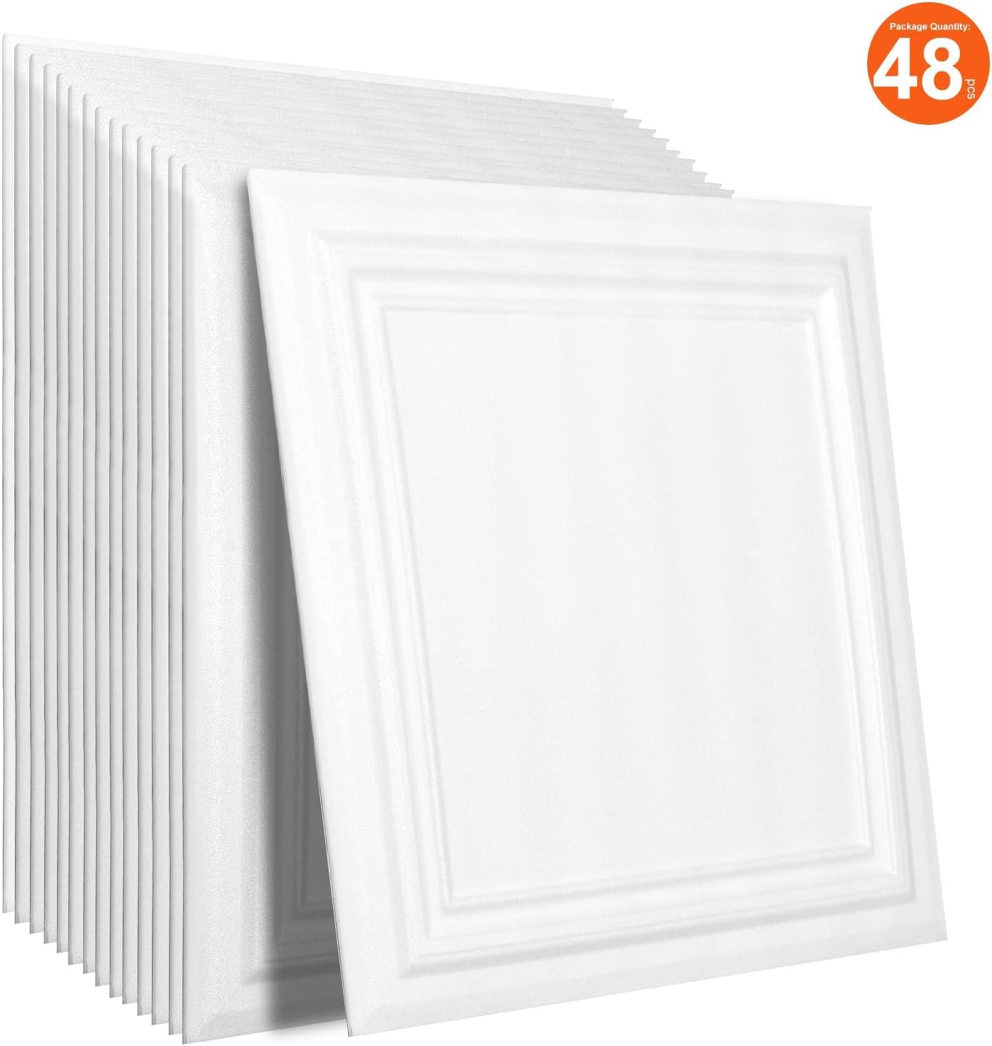 Ivory White 20" x 20" Polystyrene Ceiling Tiles Pack