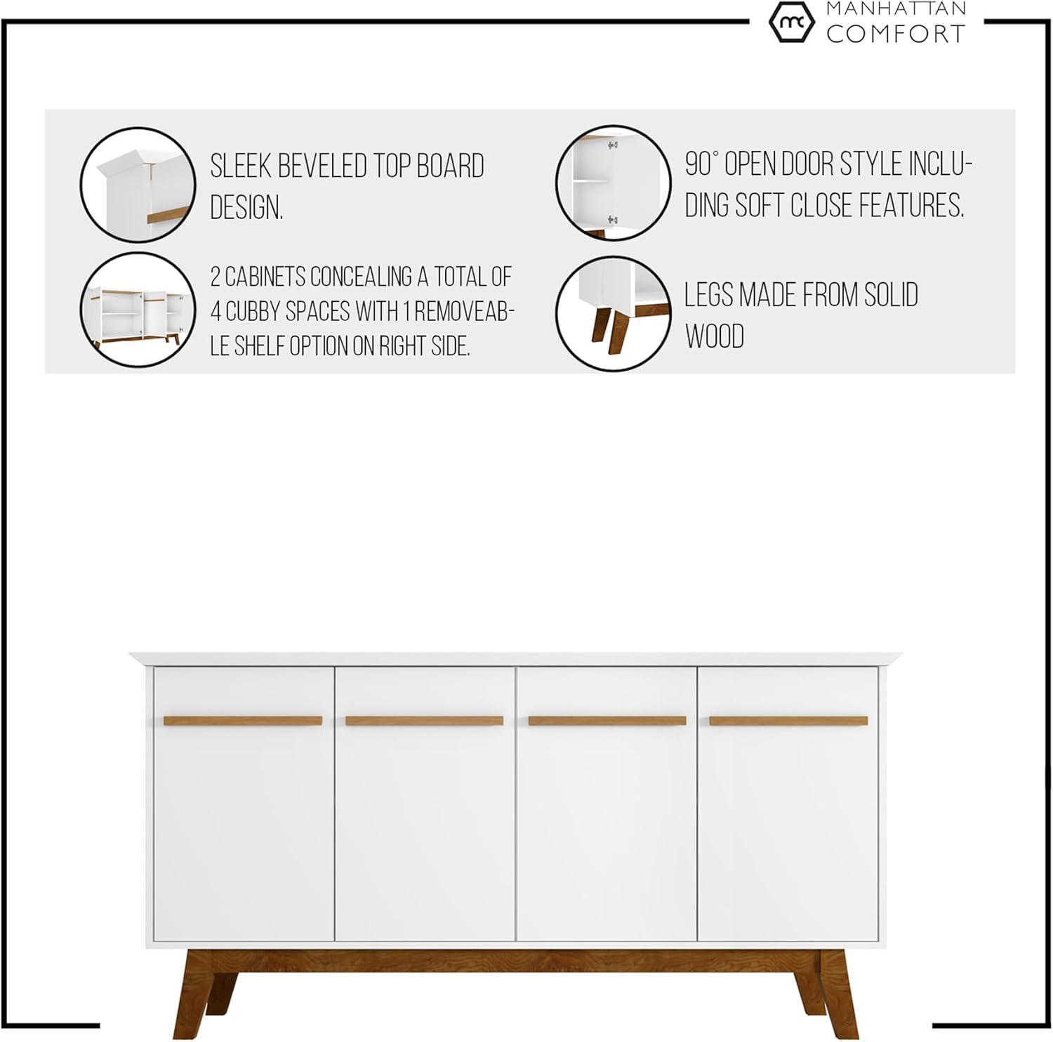 62.99" Yonkers Sideboard Black/Cinnamon - Manhattan Comfort: Mid-Century Buffet Storage Cabinet