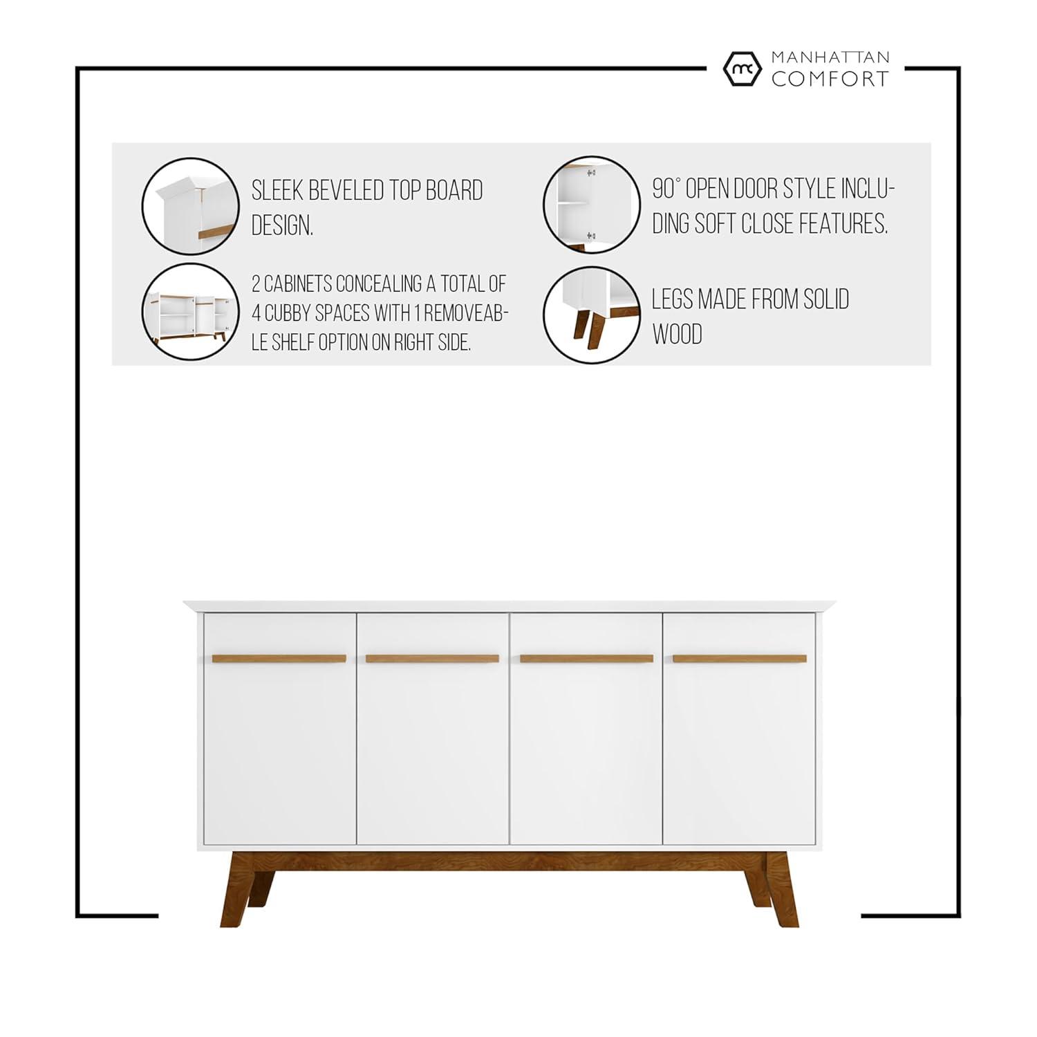62.99" Yonkers Sideboard Black/Cinnamon - Manhattan Comfort: Mid-Century Buffet Storage Cabinet