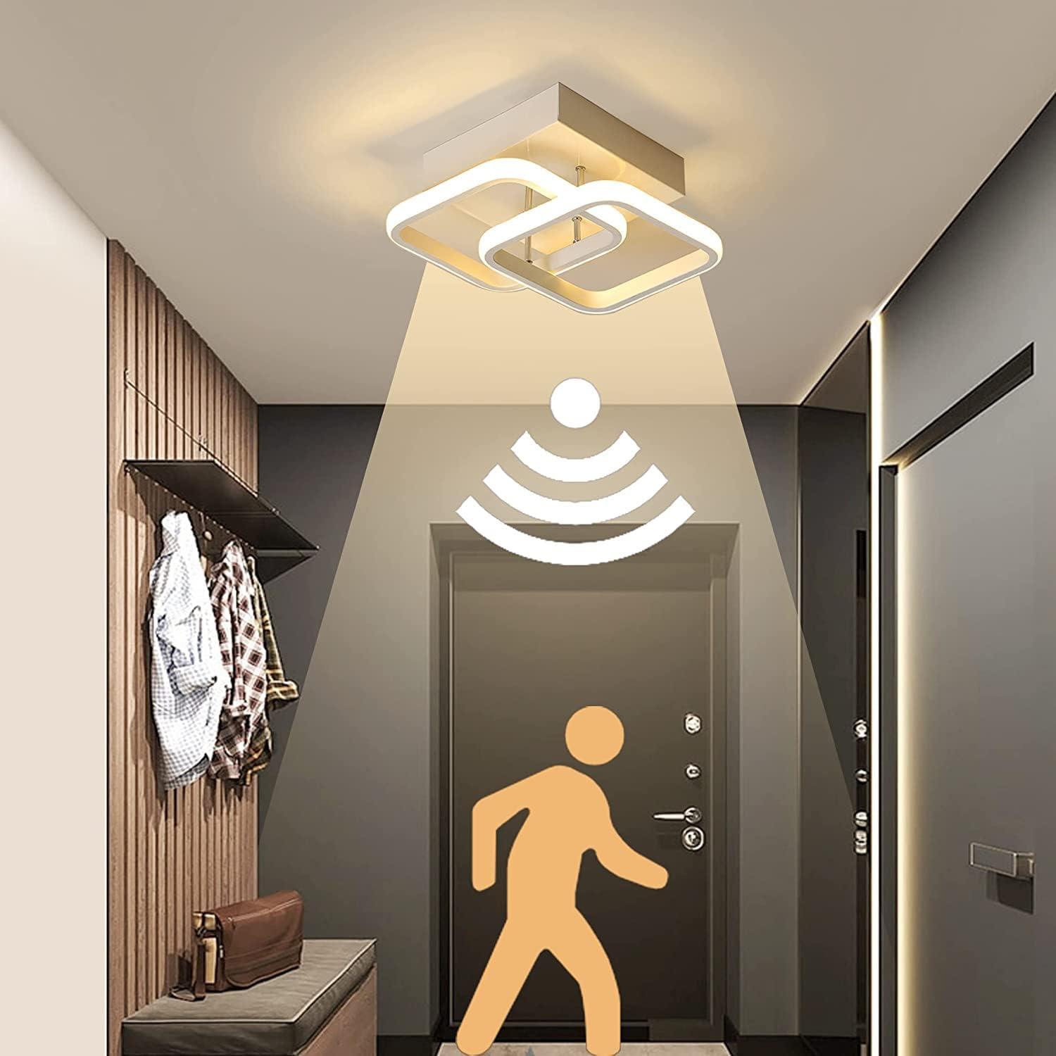 ADISUN LED Ceiling Light 2 Rings Flush Mount LED Ceiling Lights Fixture Dimmable with Remote Control Aluminum Lighting Fixture, White