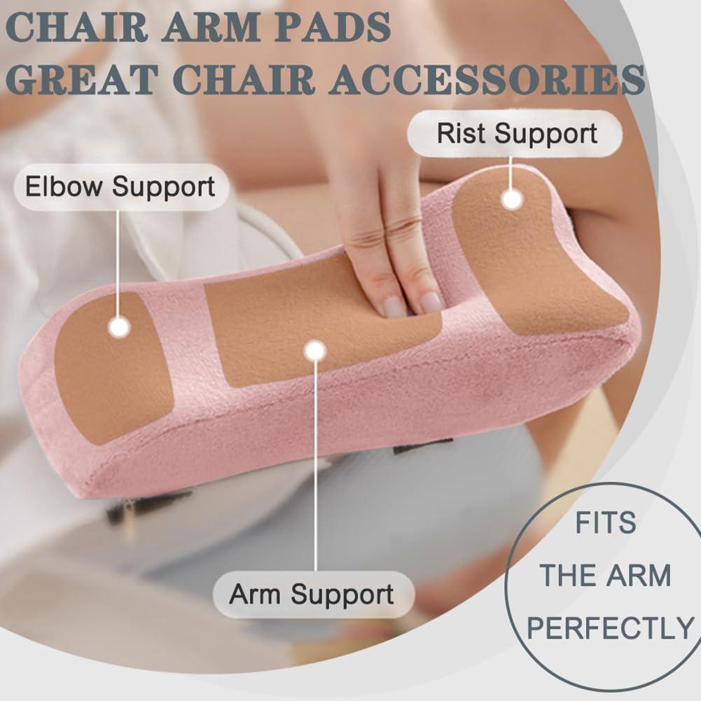 2 Pack Office Chair Armrest Pads Covers,Arm Rest Pad with Memory Foam Elbow Pillow for Forearm Pressure Relief, Arm Rest Covers for Office Chairs, Wheelchair, Comfy Gaming Chair (Pink)