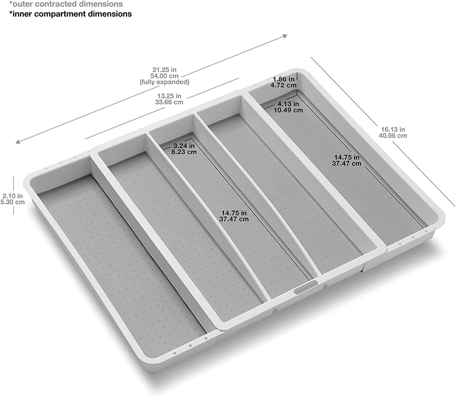 White Adjustable Plastic Utensil Tray with 5 Compartments