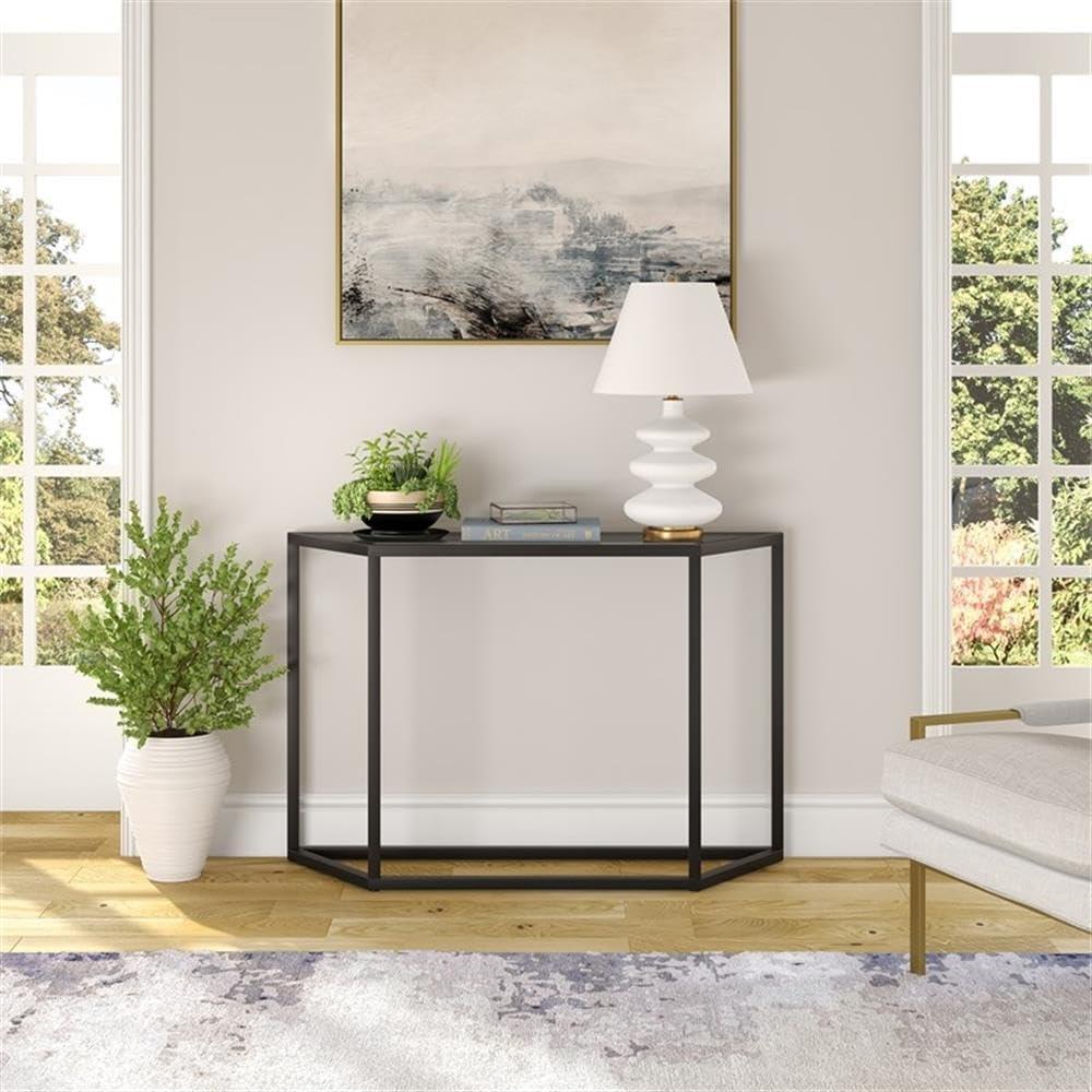 Evelyn&Zoe Levi 44" Wide Trapezoid Console Table, Blackened Bronze