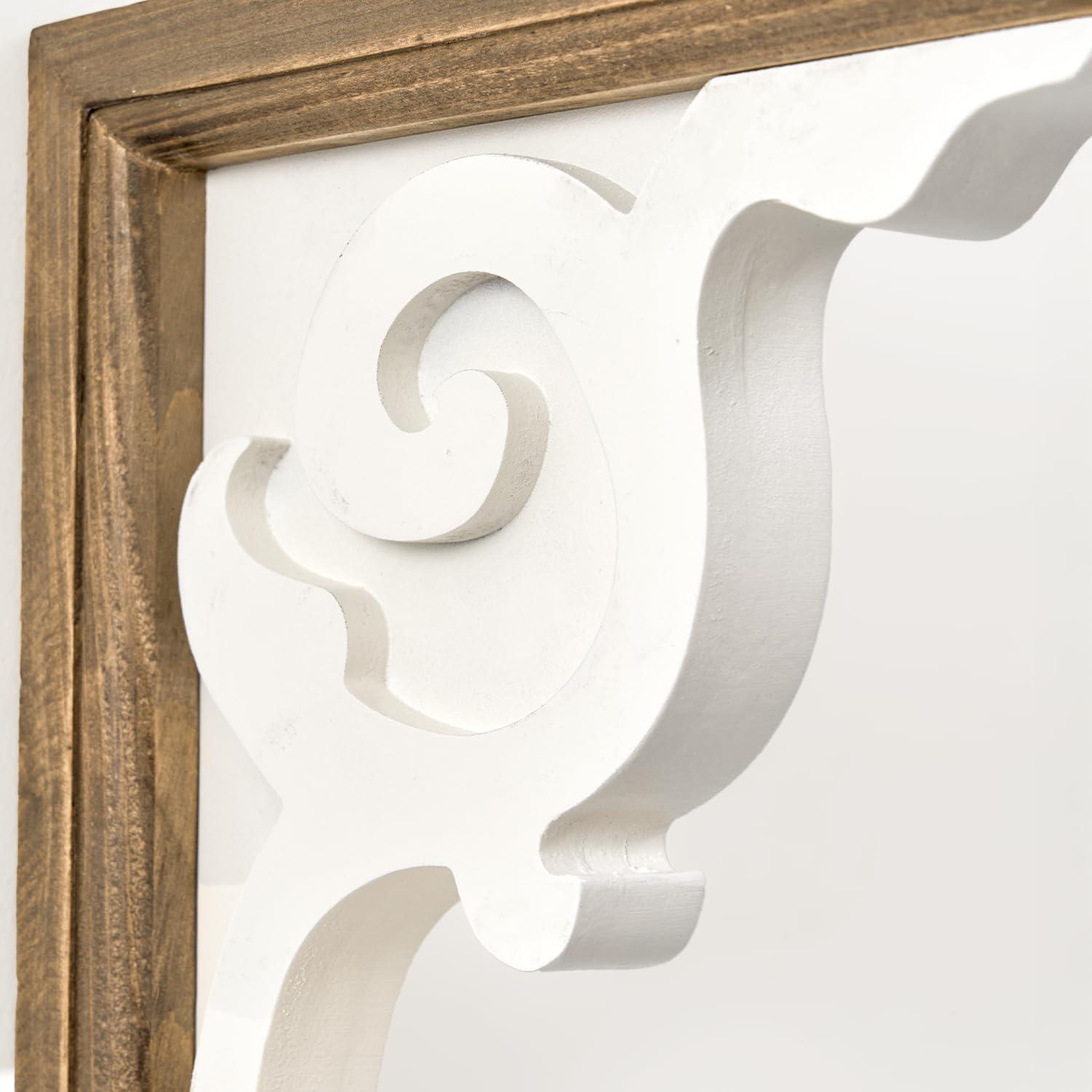 American Art Decor Set of 2 Corbel Shelf Brackets - Vintage Decorative Shelving & Storage - Rustic Farmhouse Decor for Living Room, Bedroom, Kitchen, Office & More (Brown & White, 12”x2 x7.75”)