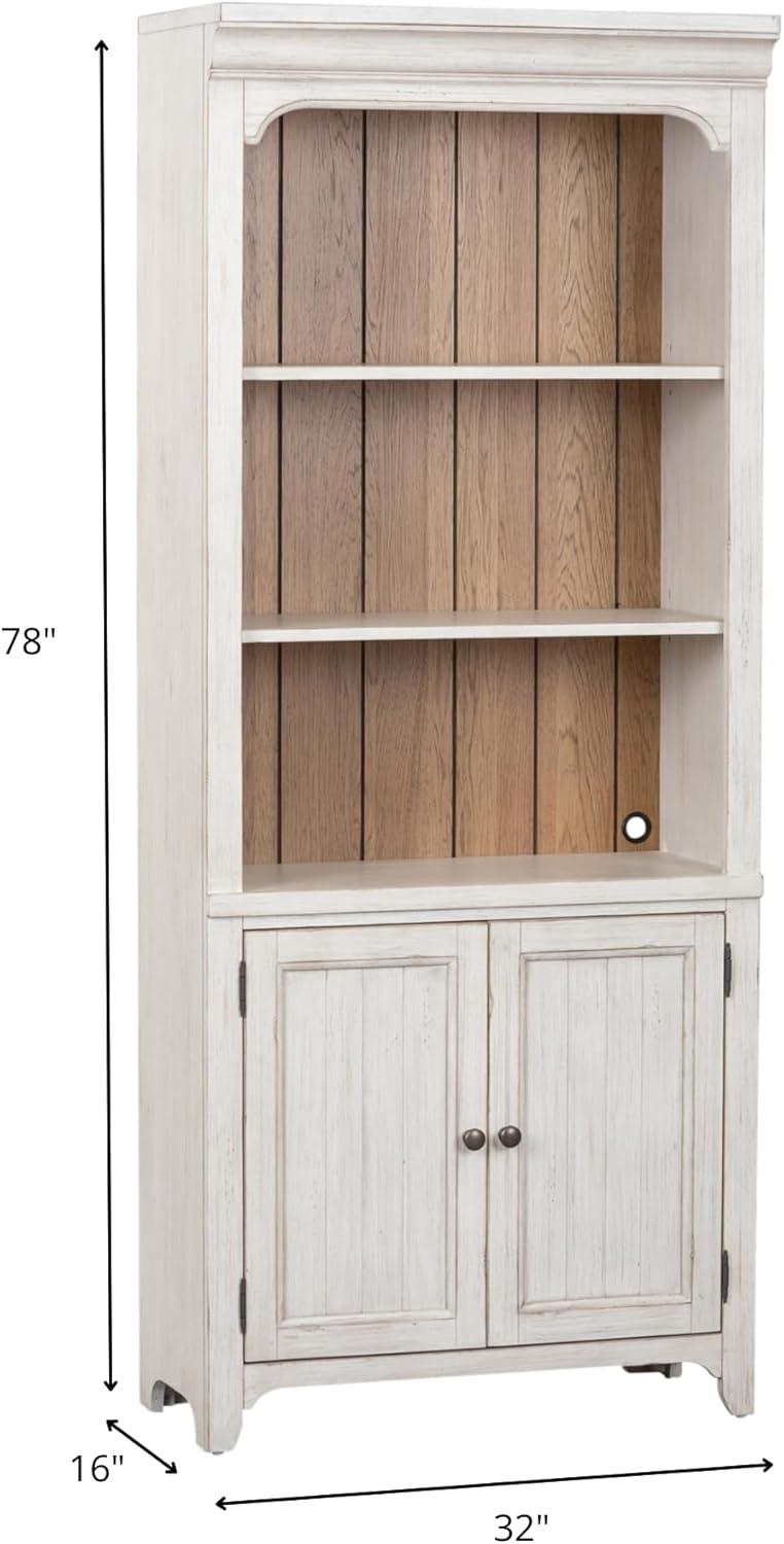 78 in. White and Chestnut Adjustable Farmhouse Bookcase