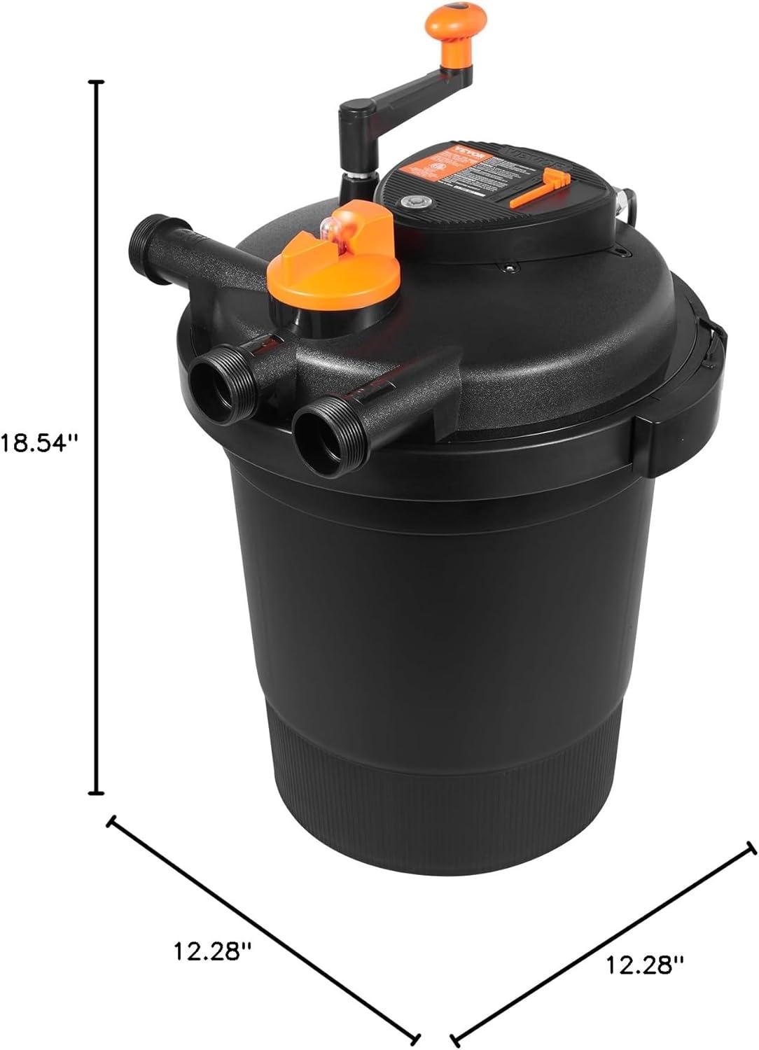 KFFKFF Biological Pressure Pond Filter, Suitable for 3200 Gallons, Equipped with 13W UV-C Lamp, 2630 GPH, Pressurized Pond Filtration System Equipment for Fountain Pool