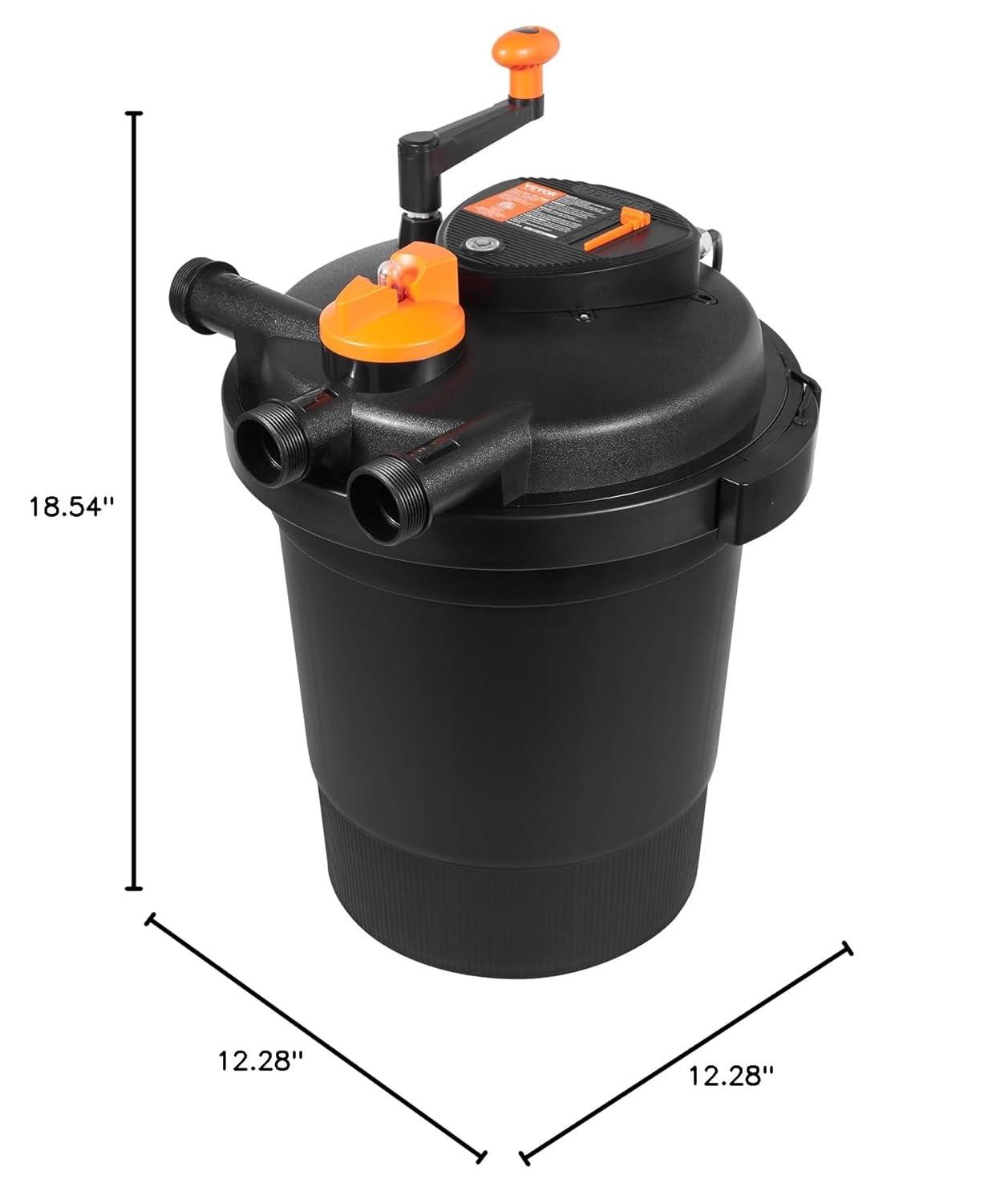 KFFKFF Biological Pressure Pond Filter, Suitable for 3200 Gallons, Equipped with 13W UV-C Lamp, 2630 GPH, Pressurized Pond Filtration System Equipment for Fountain Pool