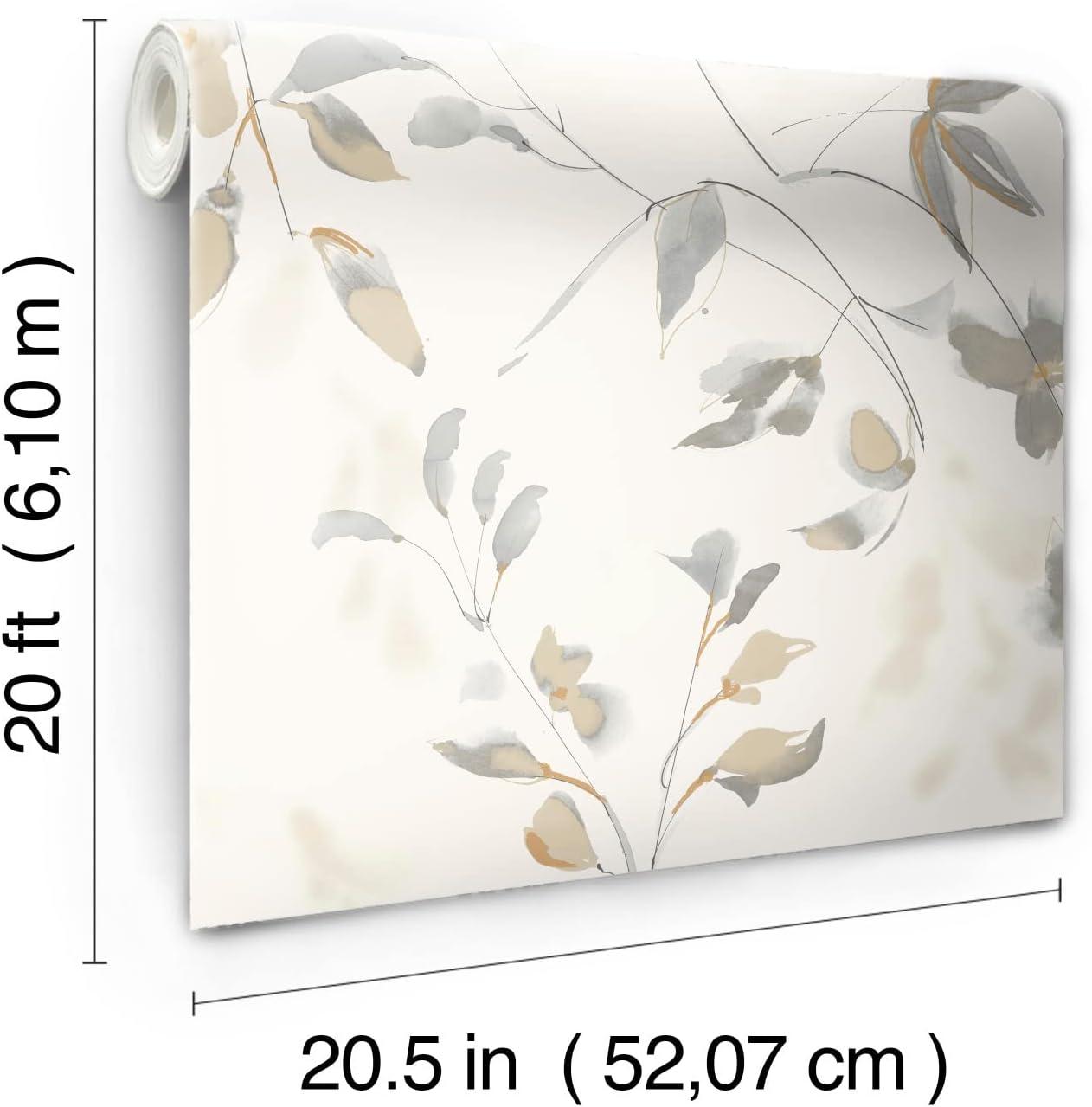 Soft Neutral Linden Flower Peel and Stick Wallpaper