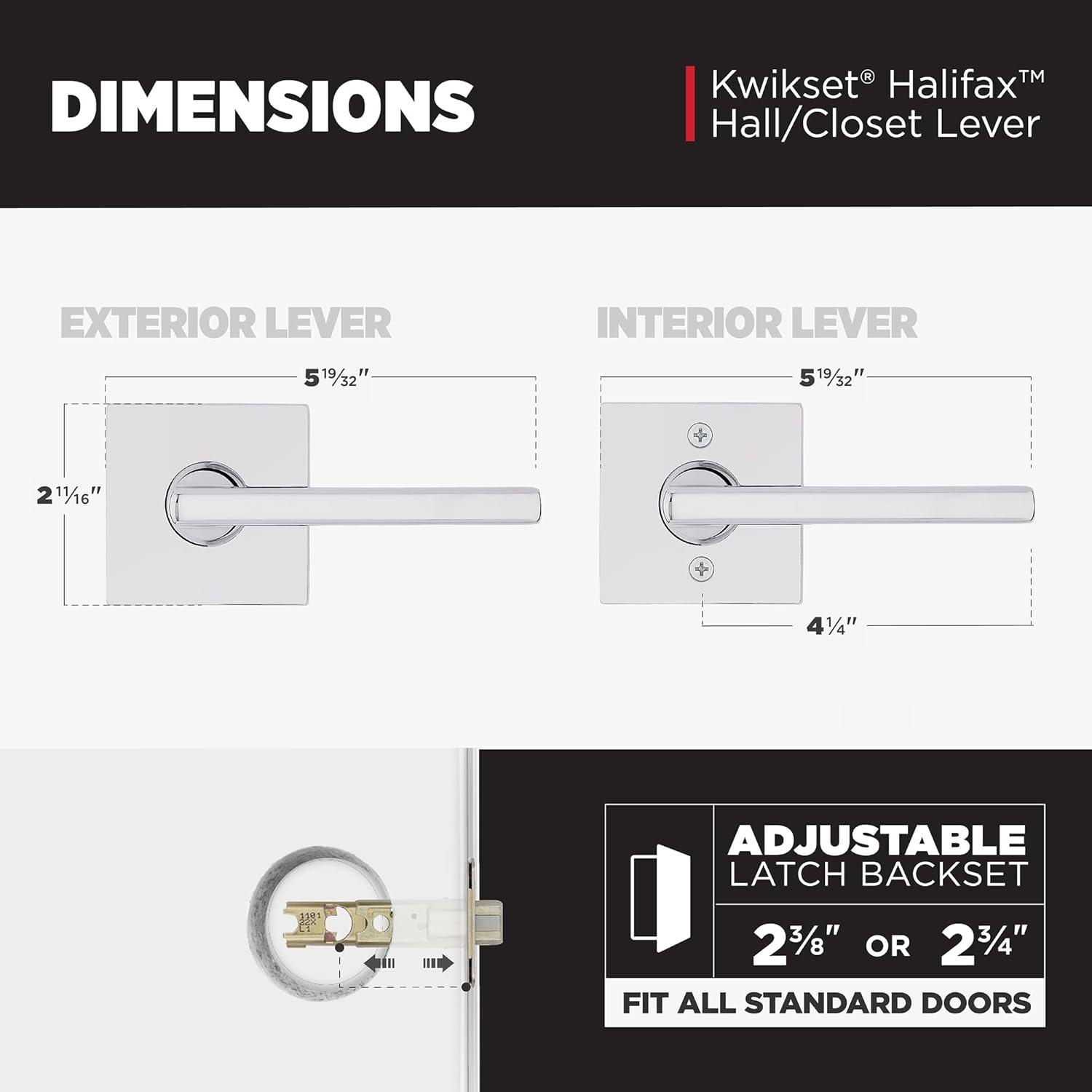 Kwikset Halifax 2 Piece Square Passage Lever Set