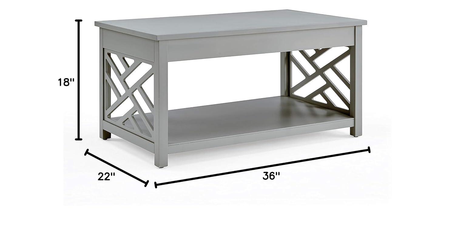 Alaterre Furniture Coventry 36 in. Solid Pine Wood Coffee Table, Traditional to Modern Design Accent Furniture, Gray