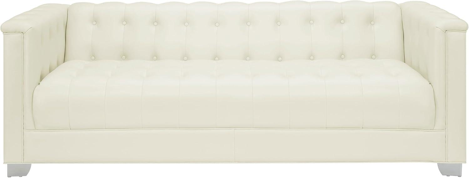 Coaster Company 3 Piece Traditional Faux Leather Living Room Set White