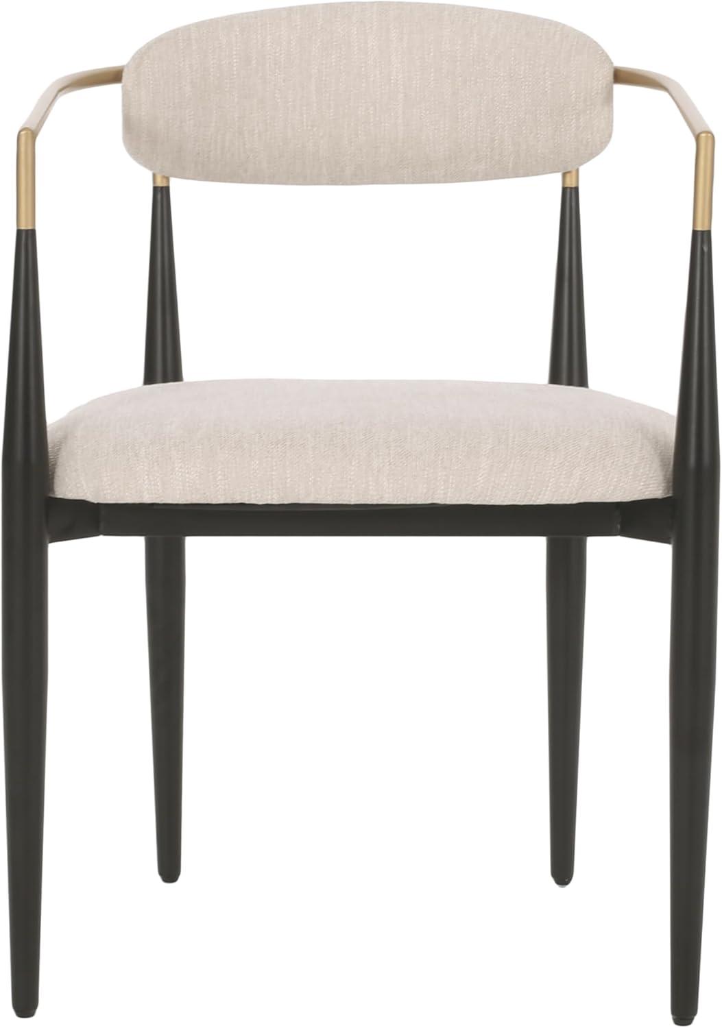 Christopher Knight Home Set of 2 Elmore Iron Upholstered Dining Chairs Beige/Black/Gold